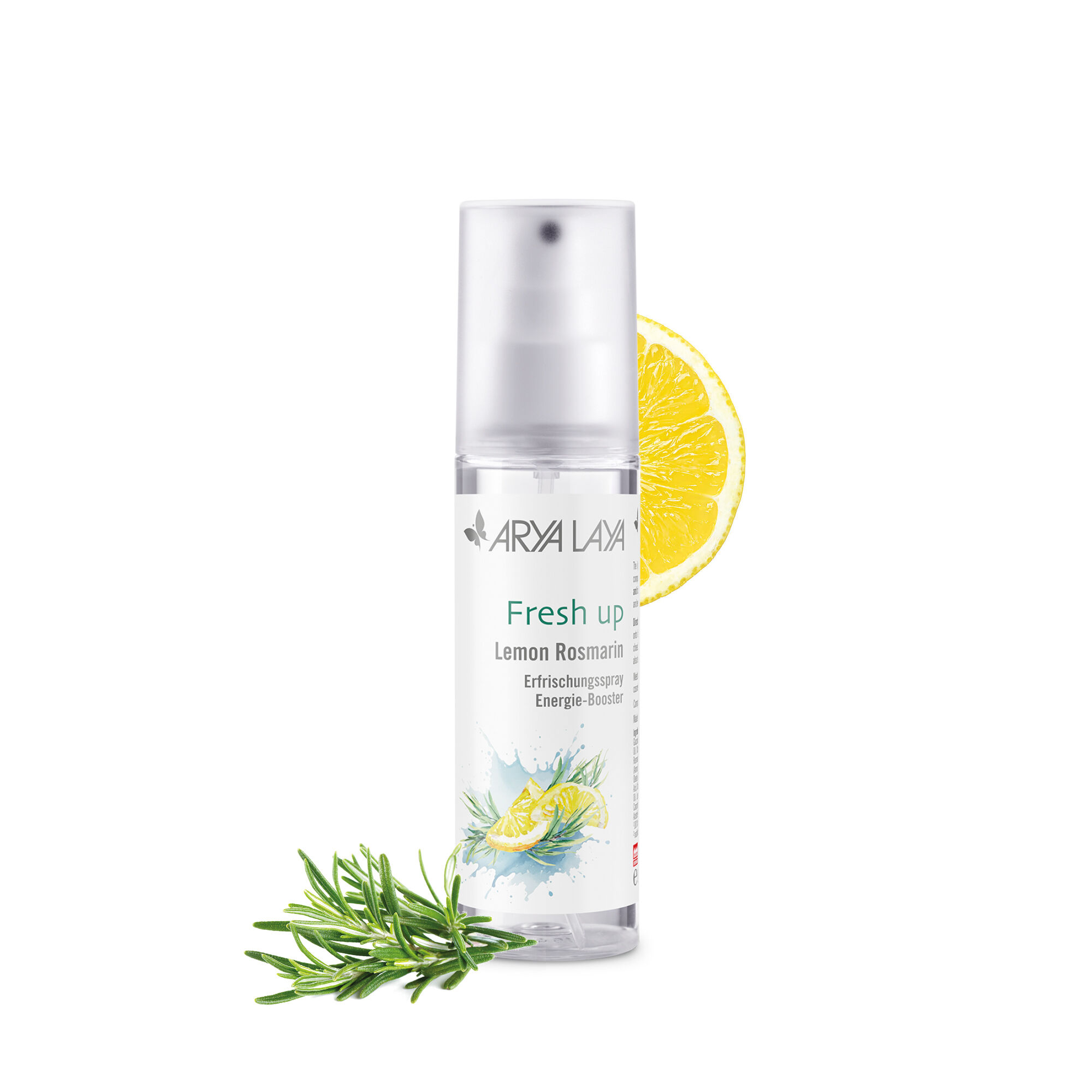 Kunststoffflasche mit ARYA LAYA Fresh up Lemon Rosmarin, 100 ml