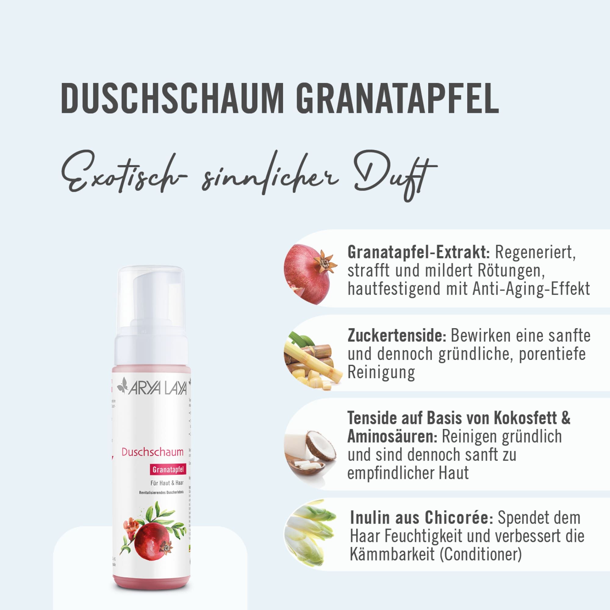 Wirkstoffe ARYA LAYA Duschschaum Granatapfel