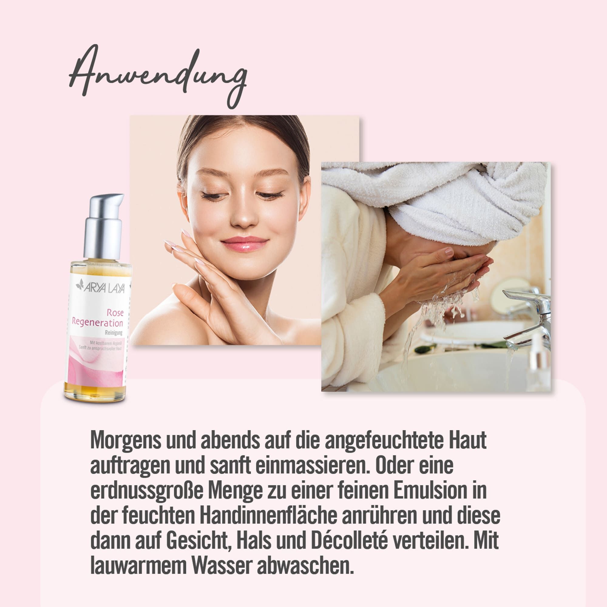 Anwendung: ARYA LAYA Rose Regeneration Rosenblüten Tonic