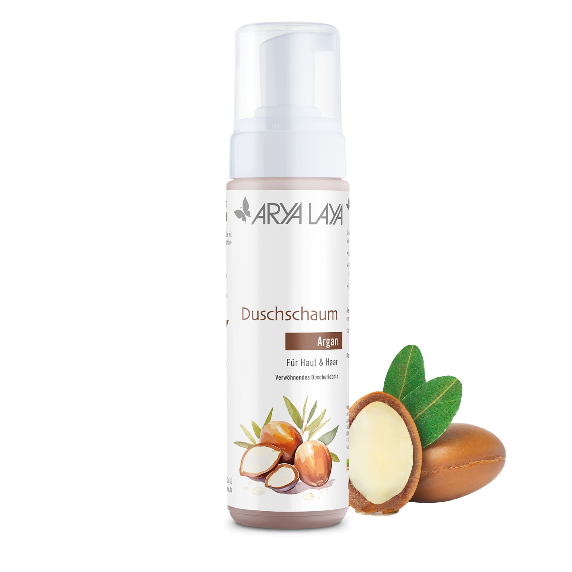 Airless-Spender mit ARYA LAYA Duschschaum Argan, 200 ml: Ökotest "Sehr gut"