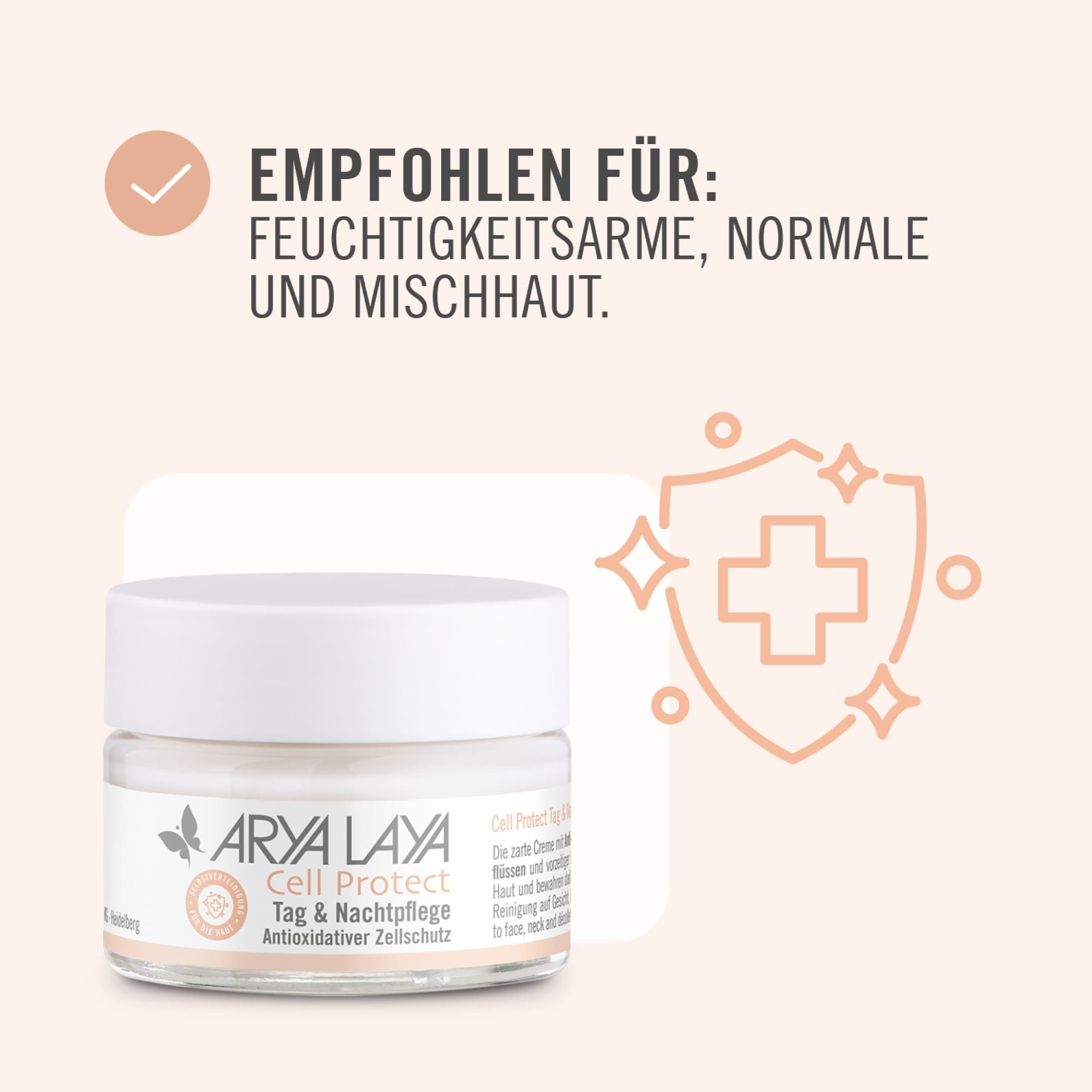 Empfohlen für feuchtigkeitsarme, normale und Mischhaut