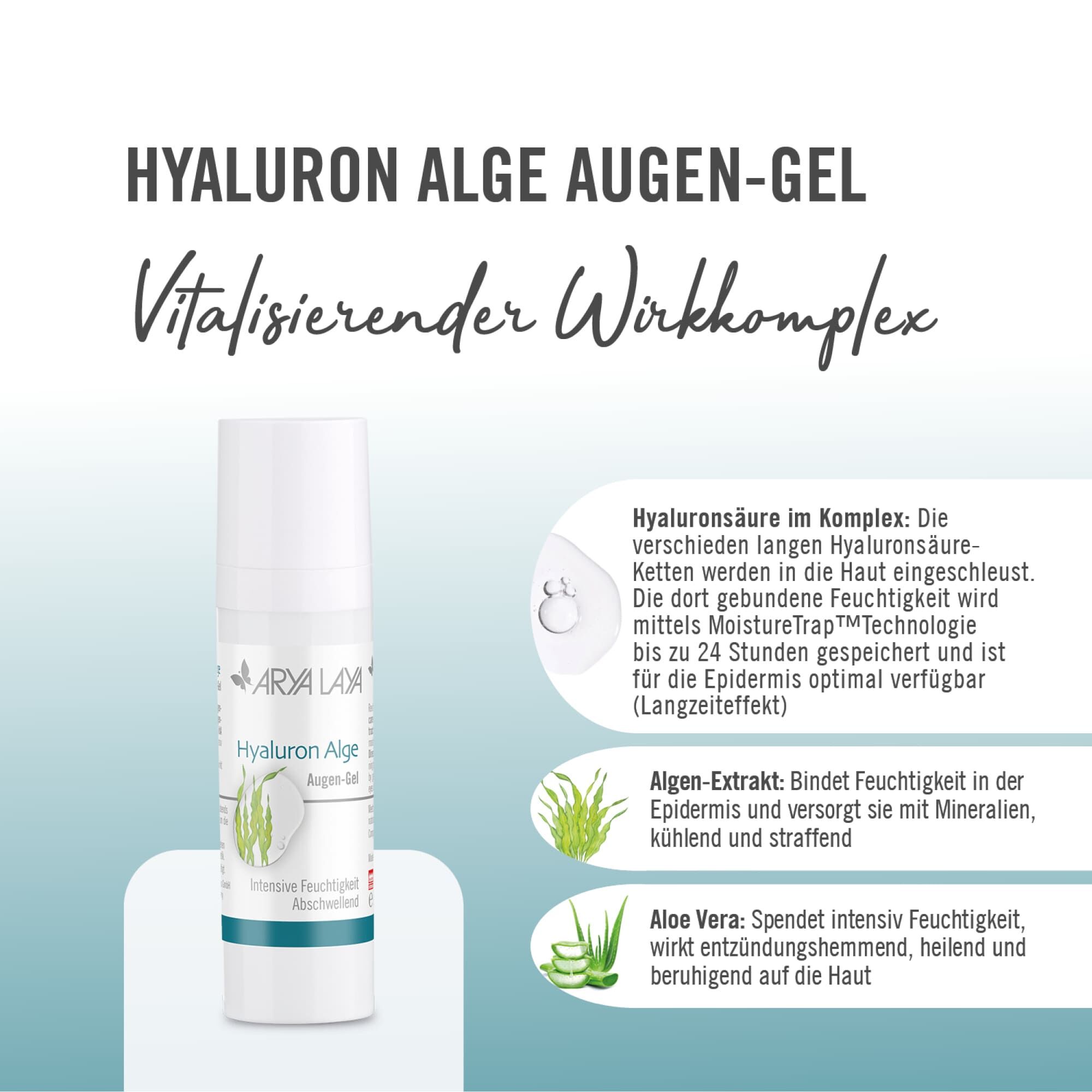 Wirkstoffe ARYA LAYA Hyaluron Alge Augen-Gel