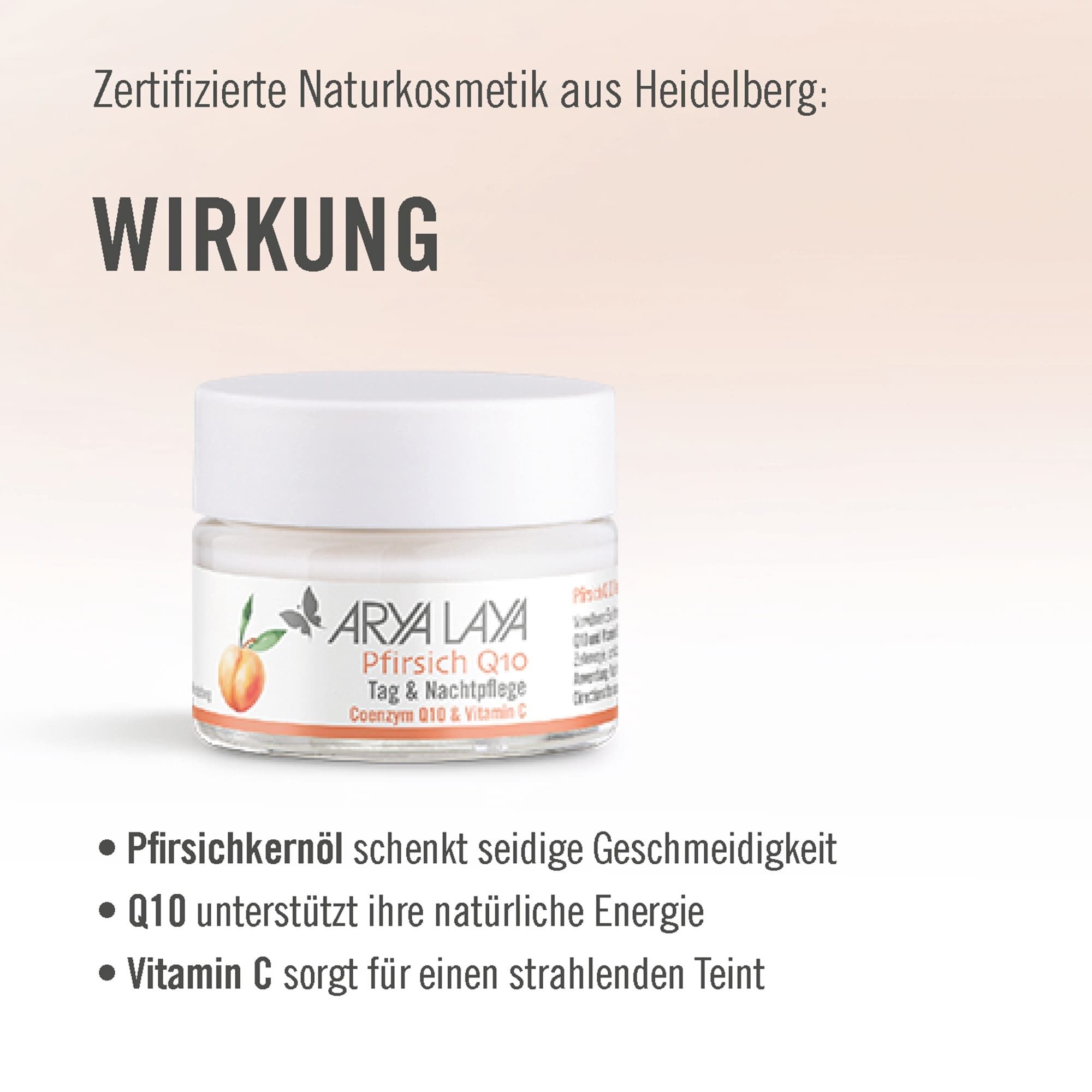 Wirkung ARYA LAYA Pfirsich Q10 Tag & Nachtpflege