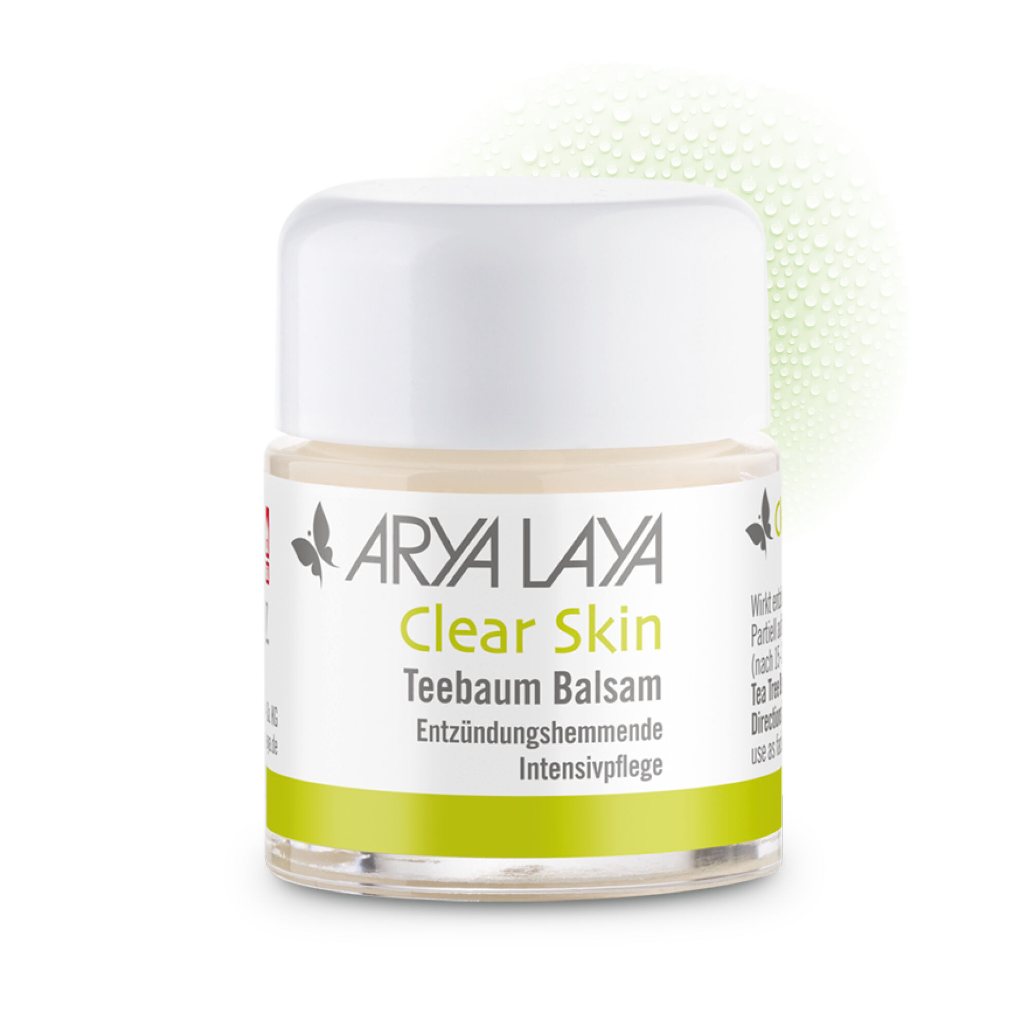Glastiegel mit ARYA LAYA Clear Skin Teebaum Balsam, 20 ml
