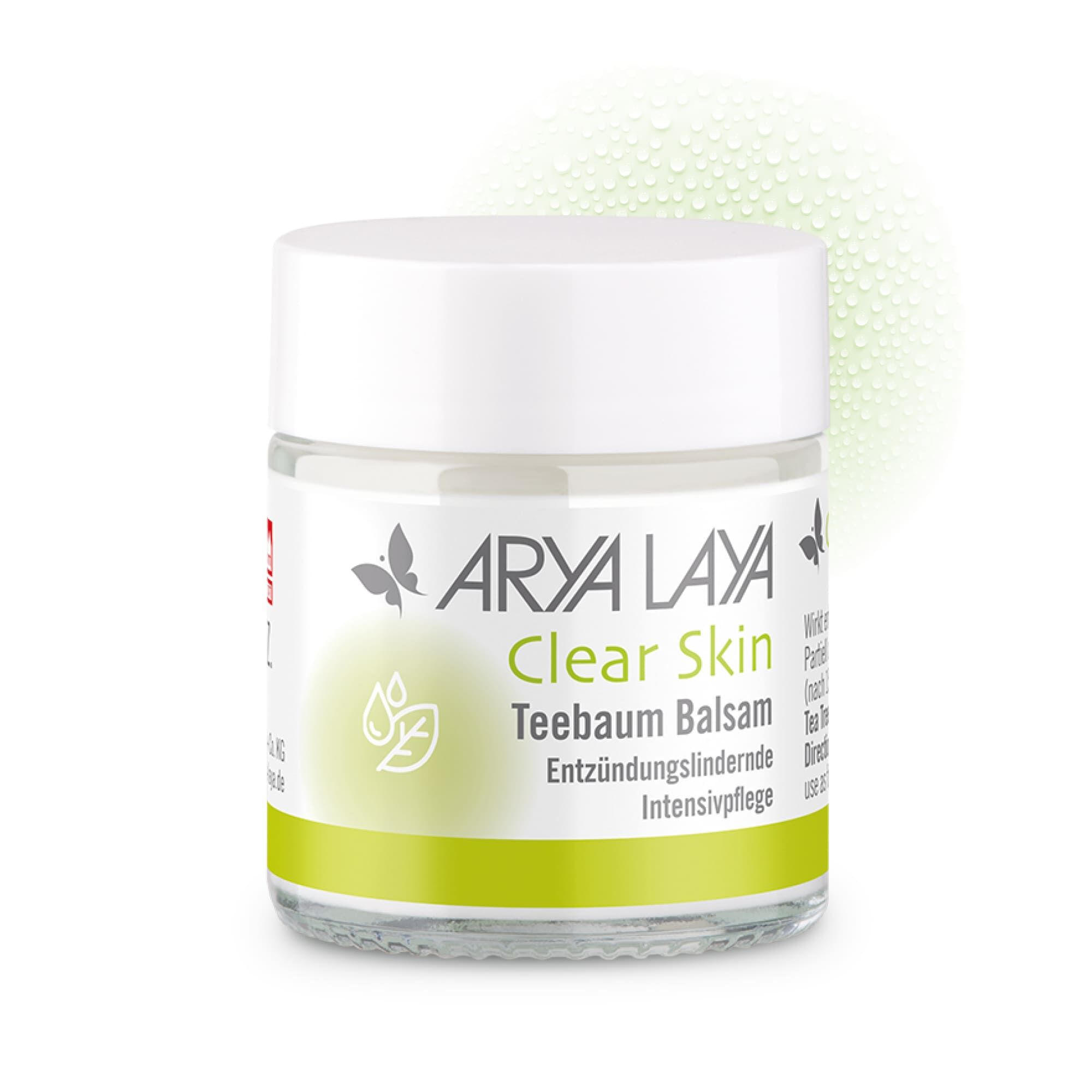 Glastiegel mit ARYA LAYA Clear Skin Teebaum Balsam, 20 ml