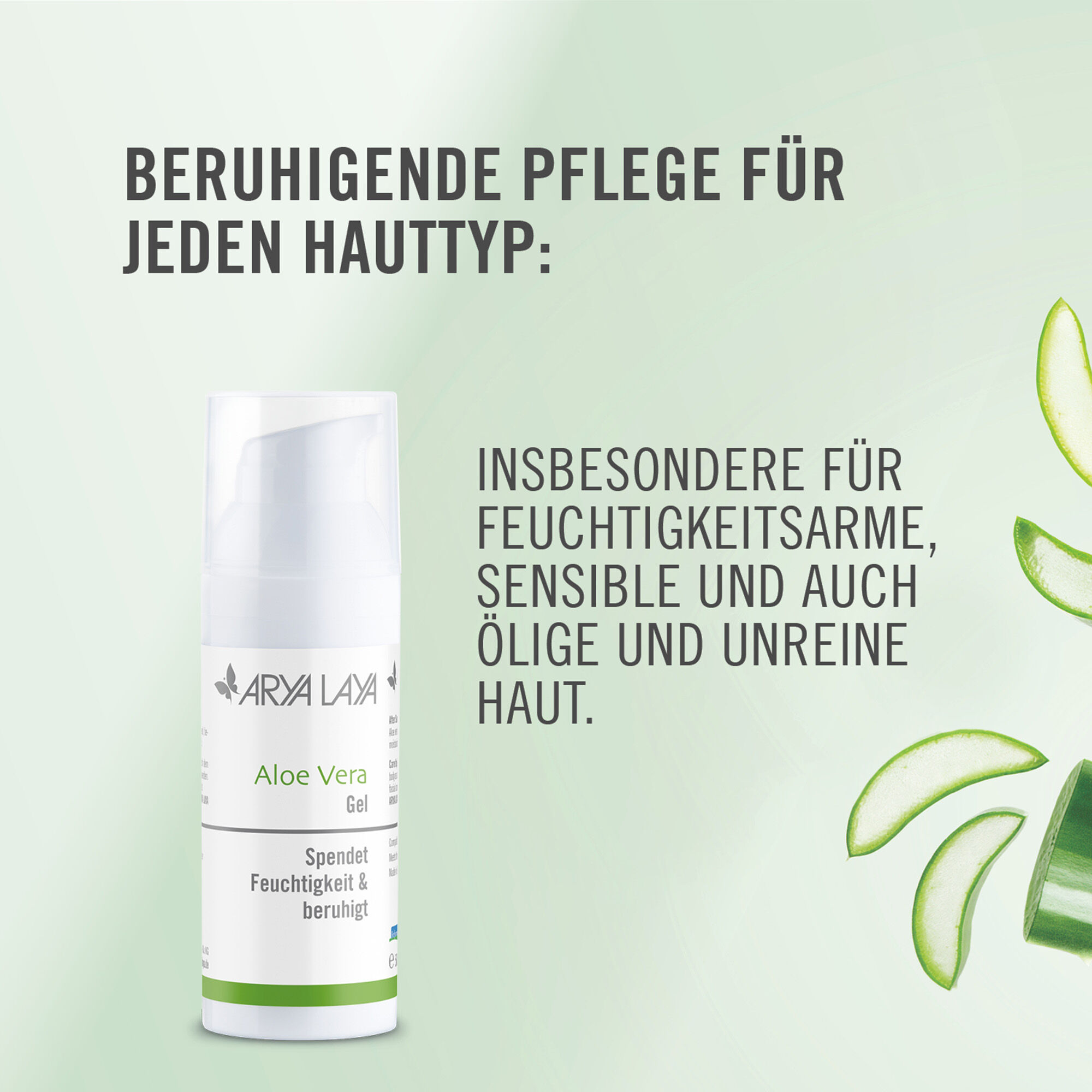 Für alle Hauttypen geeignet, insbesondere für feuchtigkeitsarme und sensible, aber auch ölige und unreine Haut