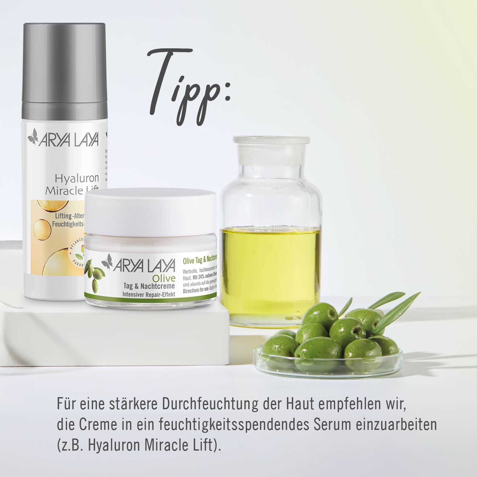 Für eine stärkere Durchfeuchtung empfehlen wir die Kombination mit Hyaluron MIracle Lift