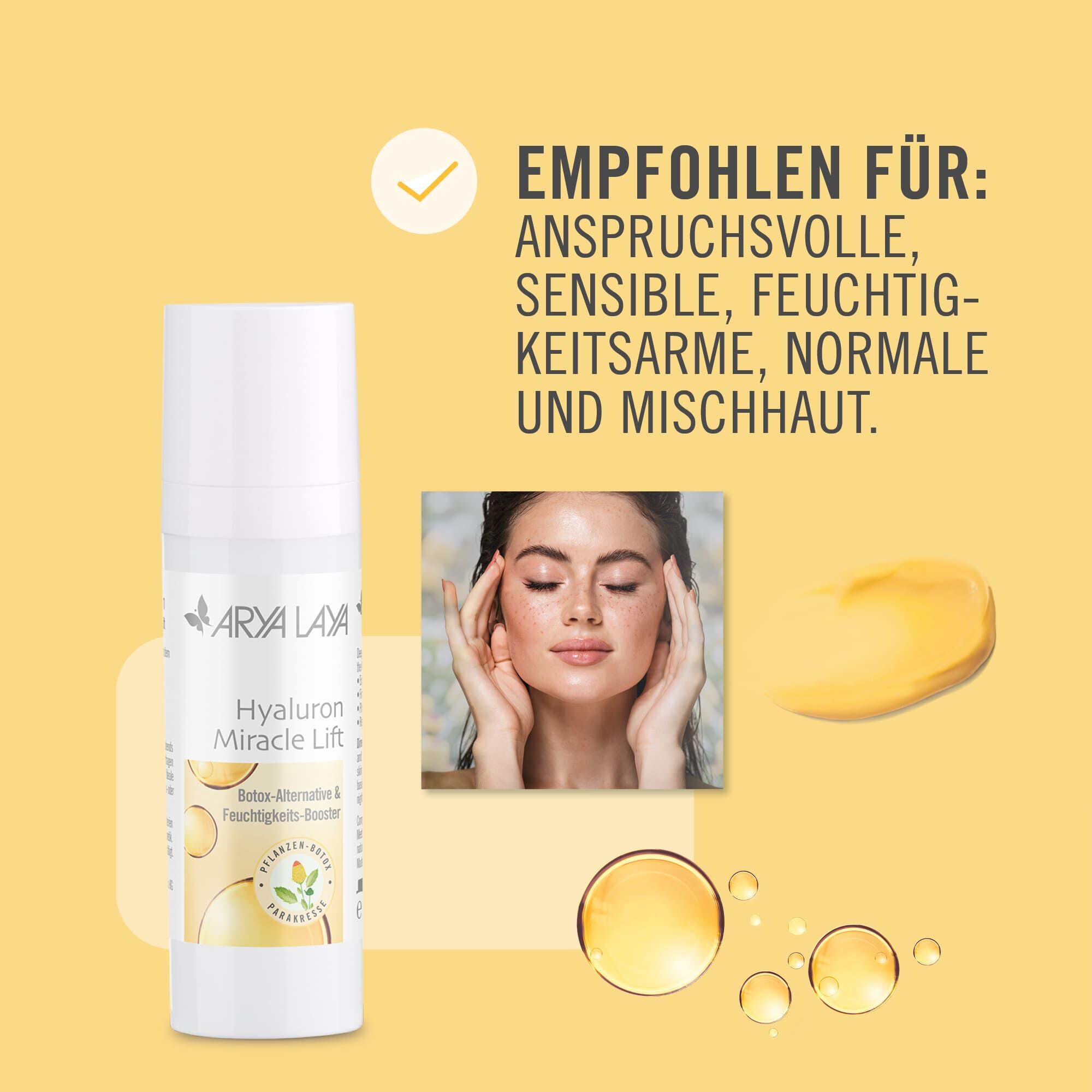 Empfohlen für folgende Hauttypen: anspruchsvoll, sensibel, feuchtigkeitsarm, normal, Mischhaut