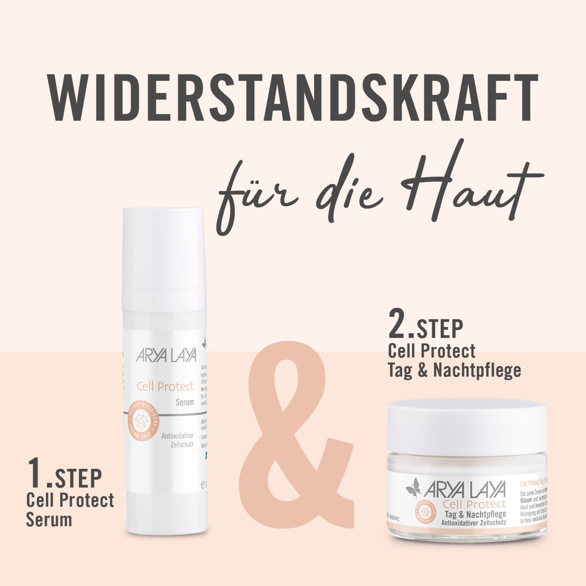 Widerstandskraft für die Haut: Step 1 Serum, Step 2 Tag & Nachtpflege