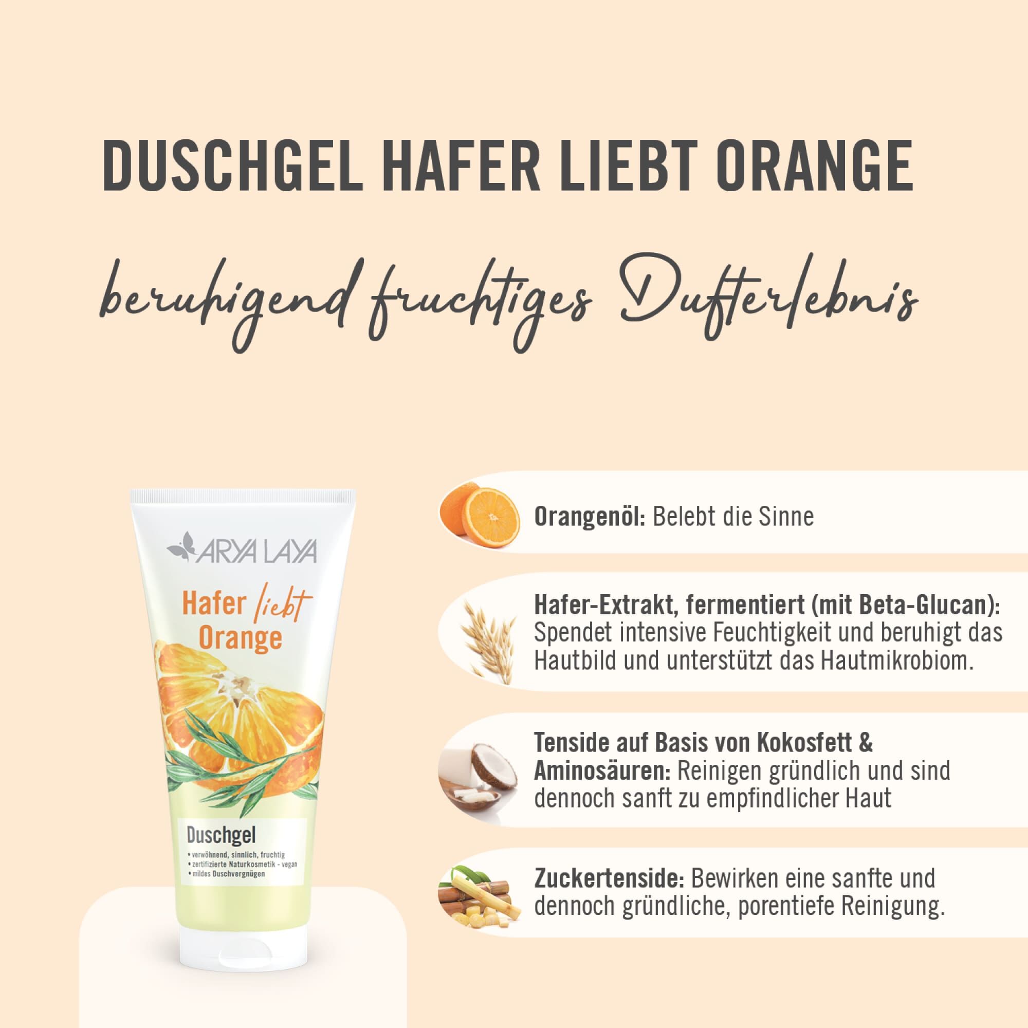 Duschgel Hafer liebt Orange: beruhigend fruchtiges Dufterlebnis