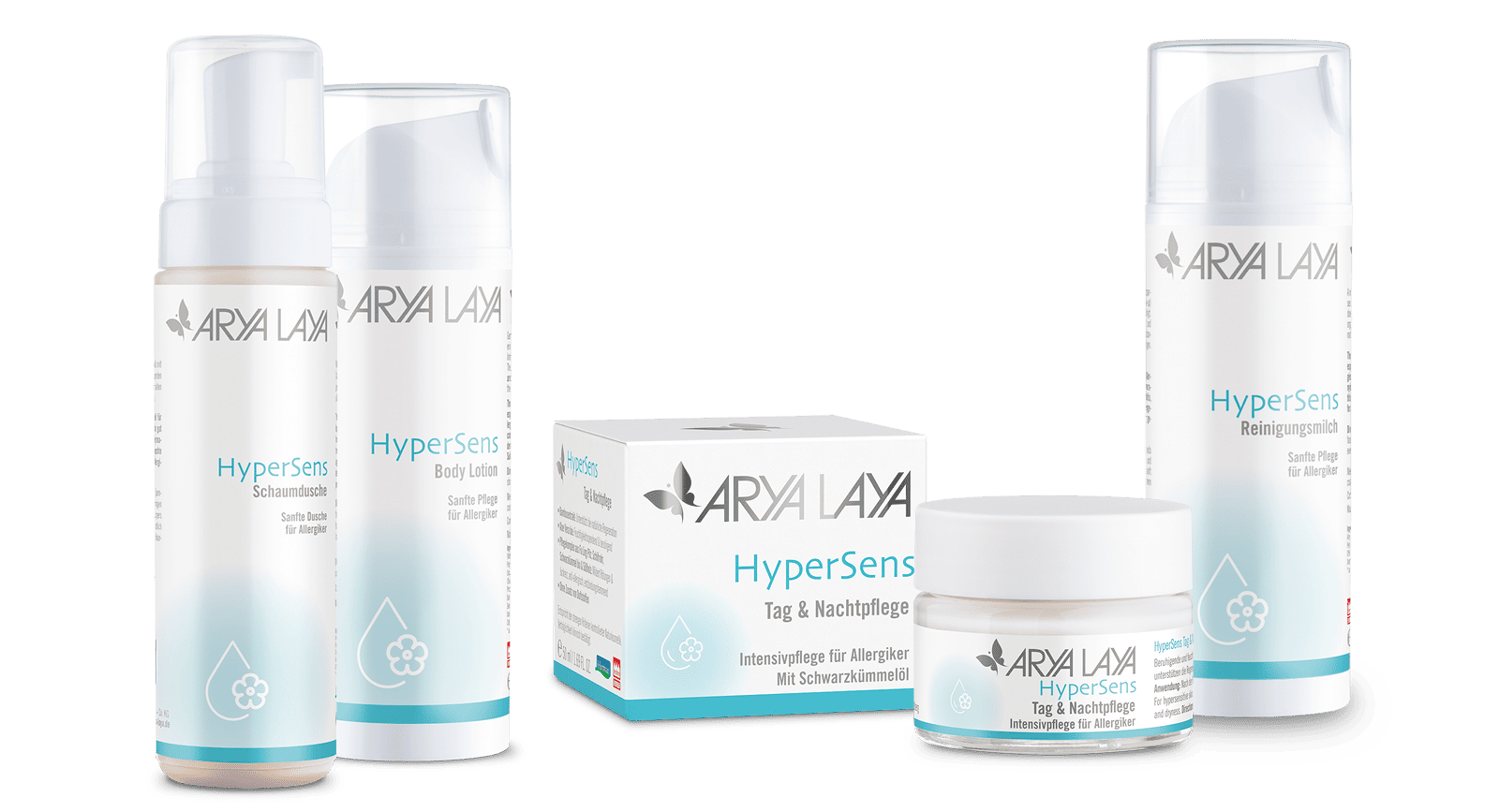 Produktübersicht der ARYA LAYA Pflegeserie HyperSens