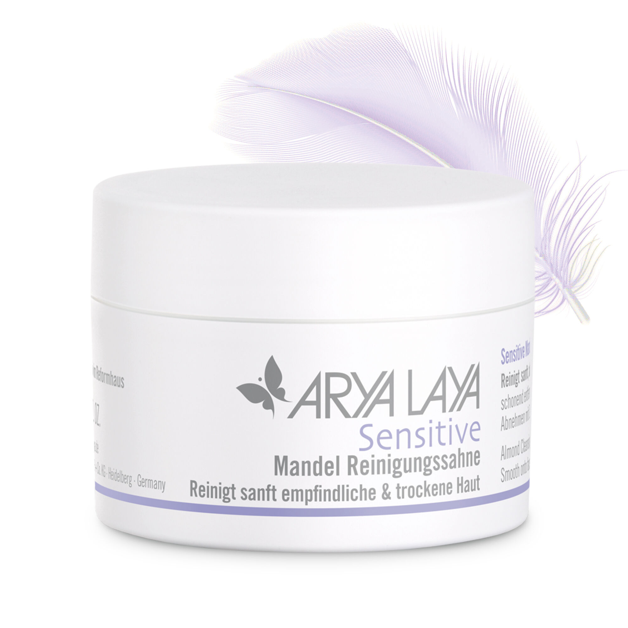 Tiegel mit ARYA LAYA Sensitive Mandel Reinigungssahne, 100 ml