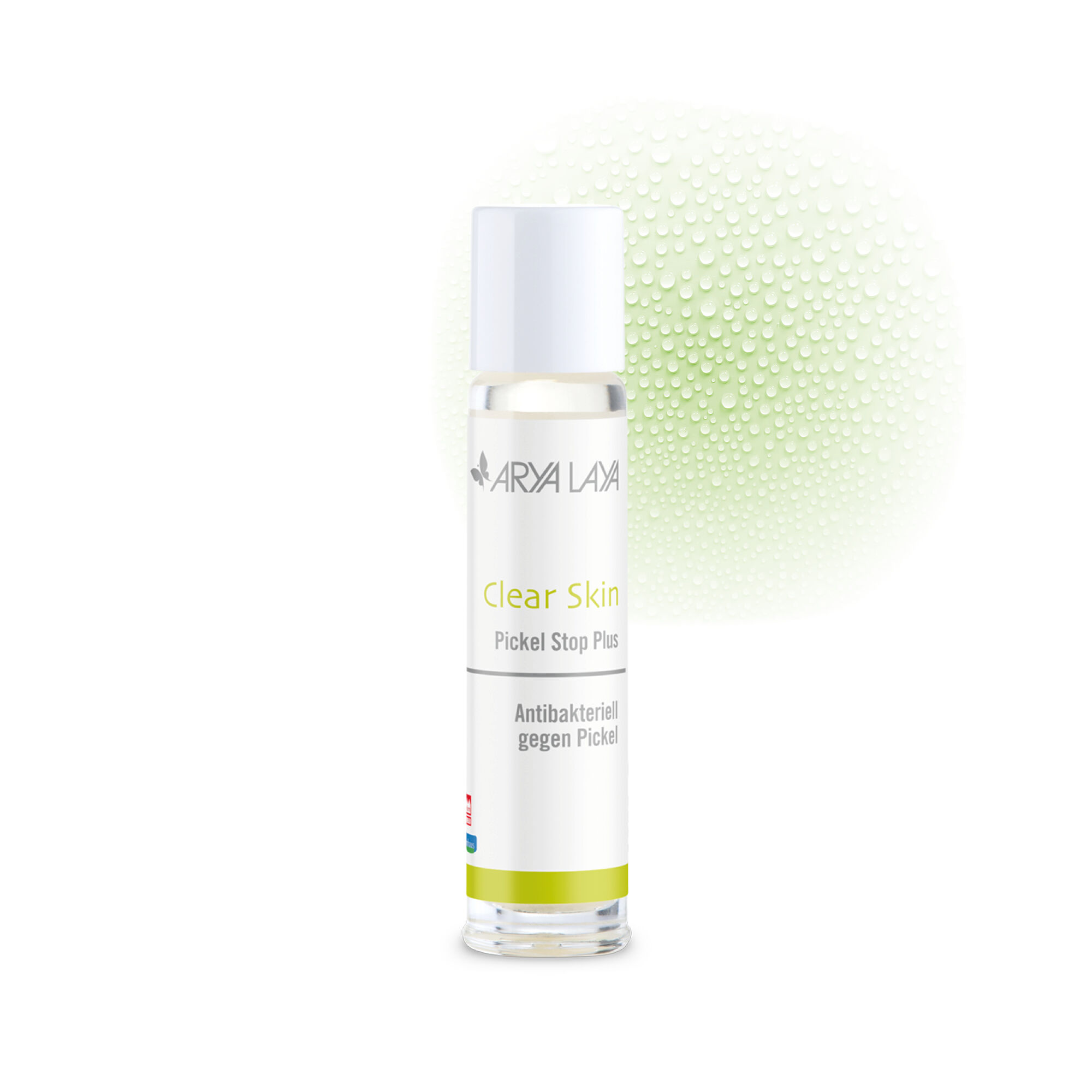 Glasfläschchen mit ARYA LAYA Clear Skin Pickel Stop Plus, 10 ml