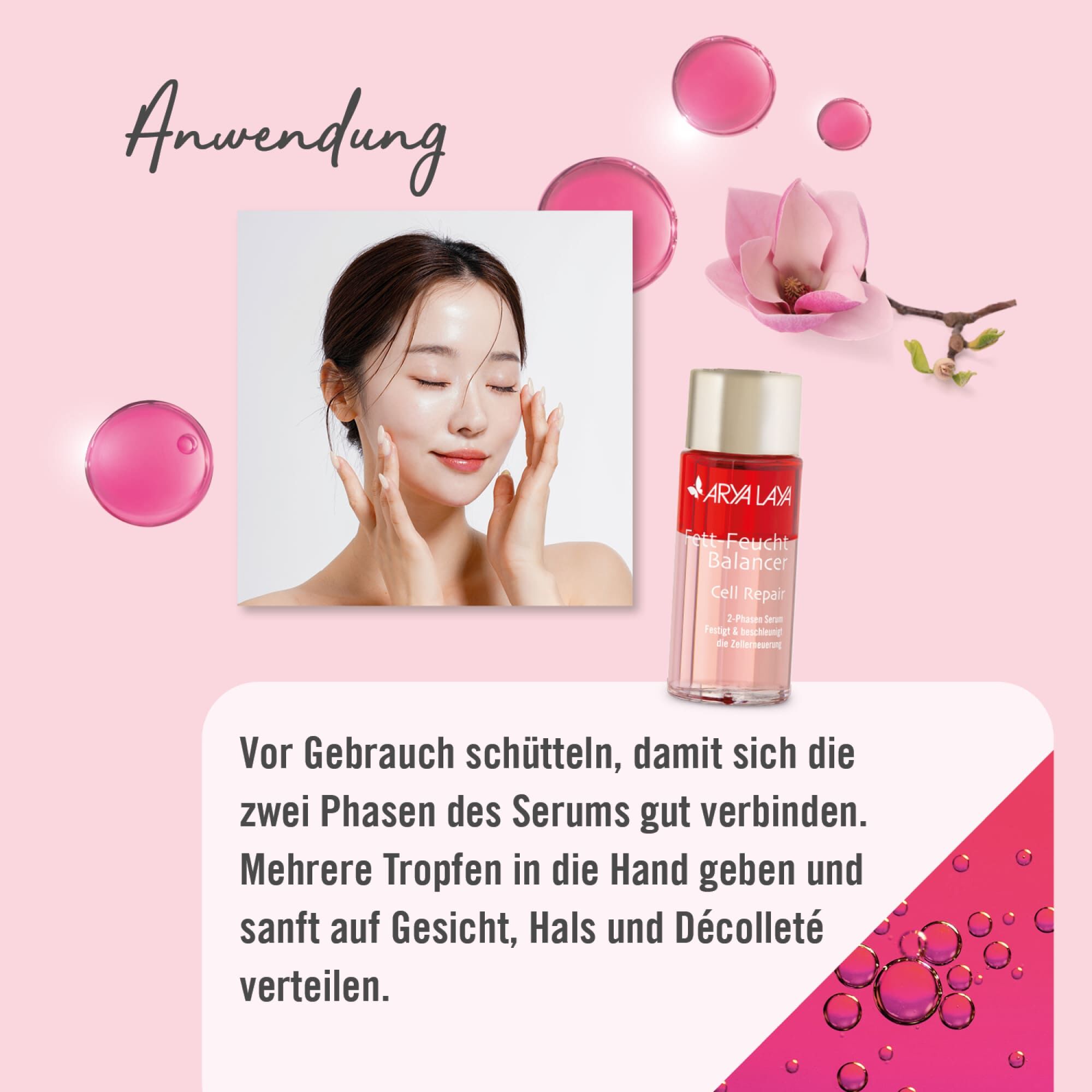 Anwendung ARYA LAYA Fett-Feucht Balancer Cell Repair