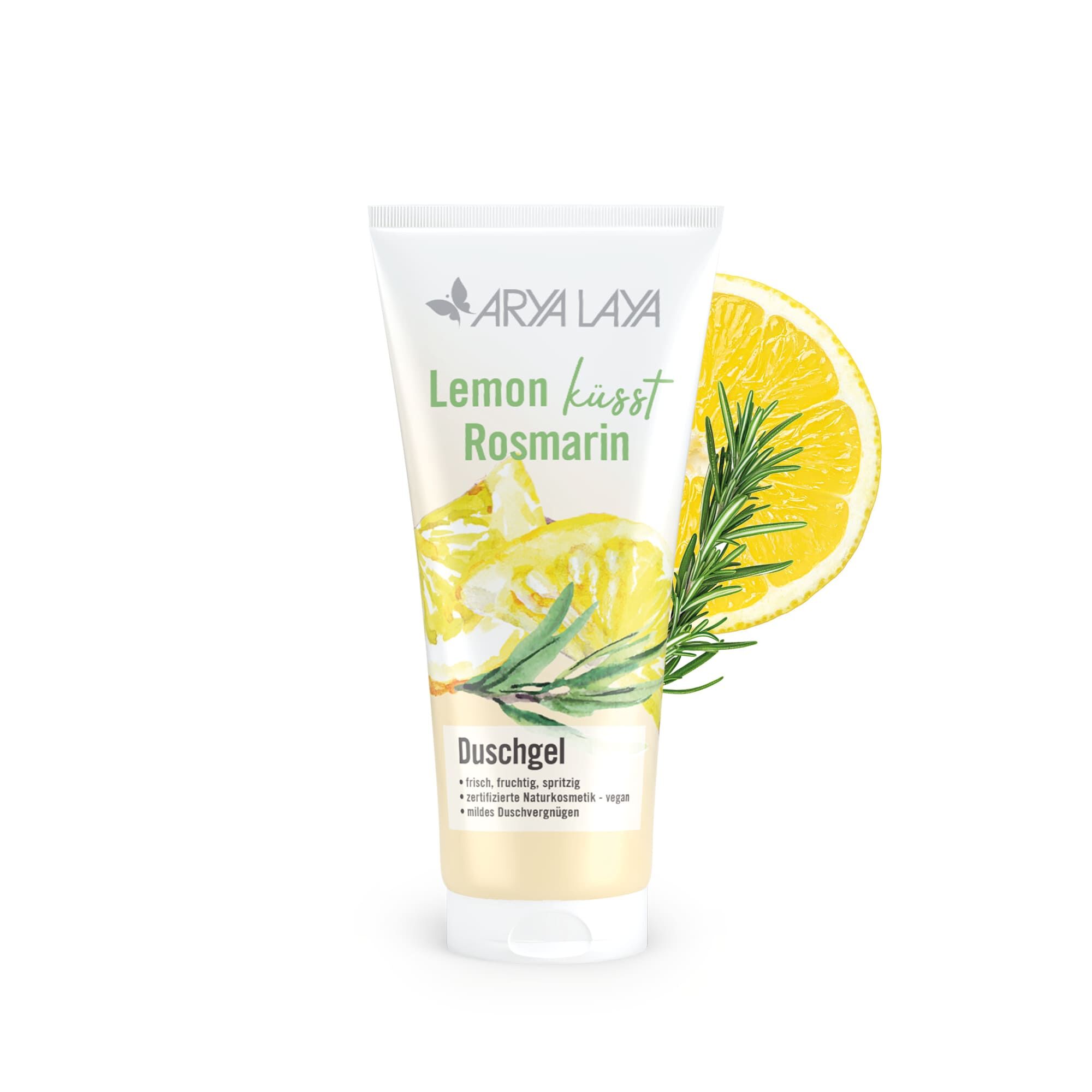 Tube mit ARYA LAYA Duschgel Lemon Rosmarin, 200 ml