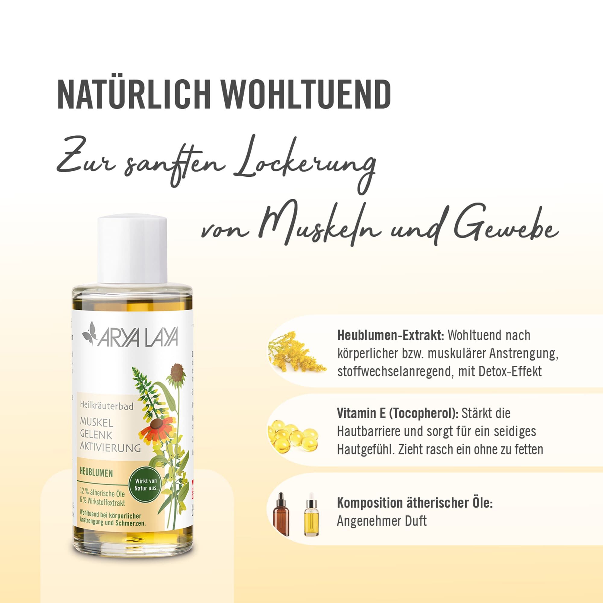 Wirkstoffe ARYA LAYA Heilkräuterbad Heublumen - Aktivierung