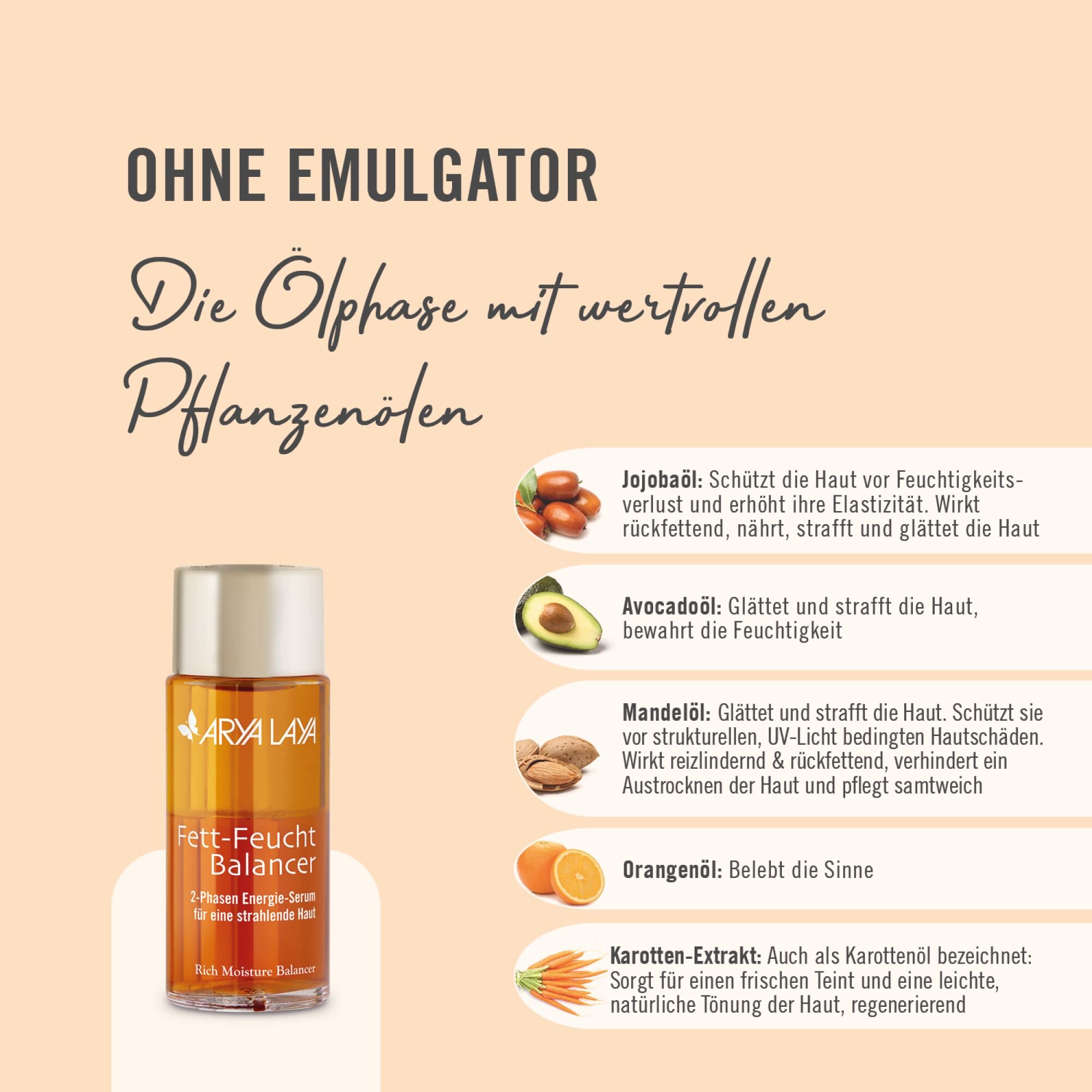 Wirkweise Ölphase ARYA LAYA Fett-Feucht Balancer Cell Repair Klassiker