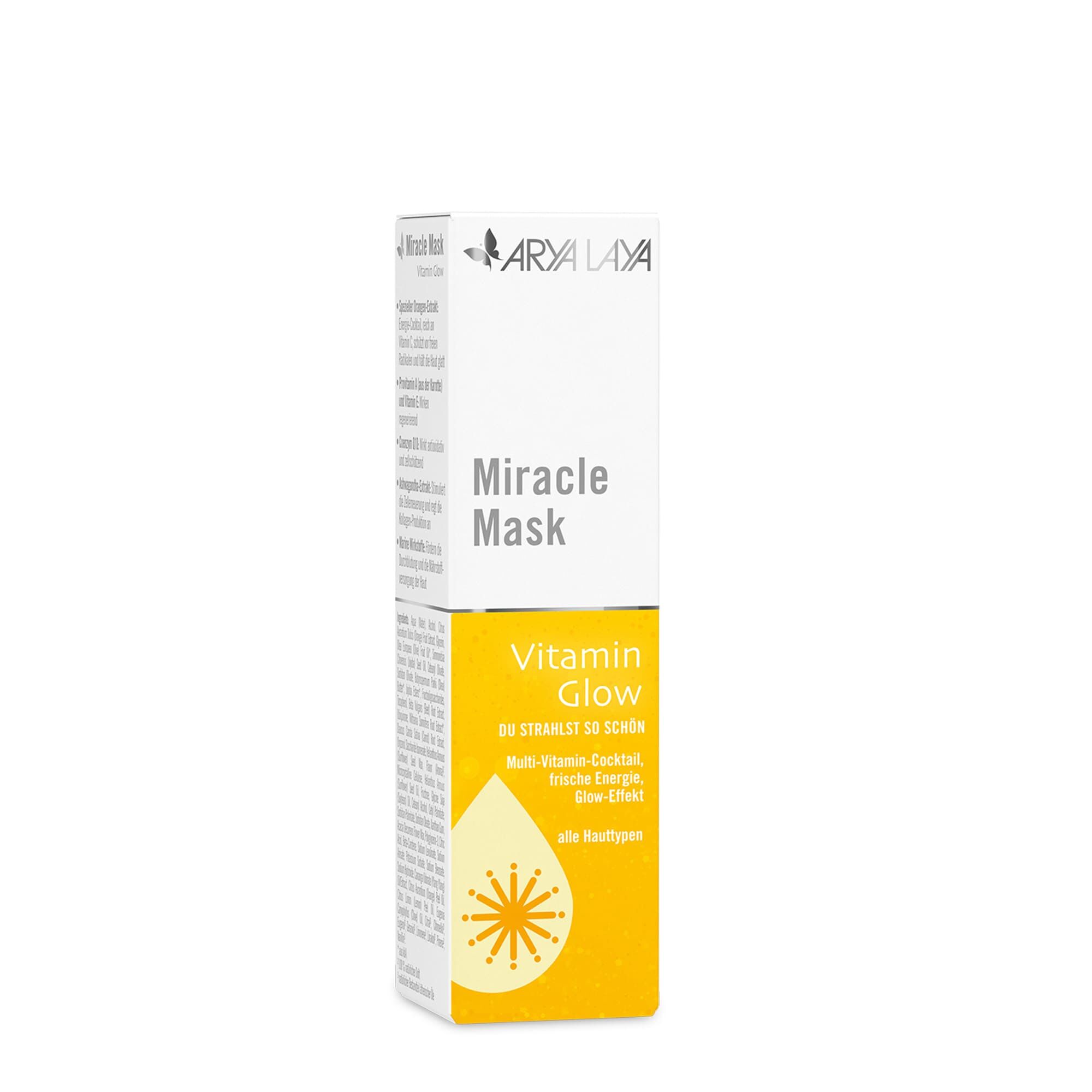 Faltschachtel mit ARYA LAYA Miracle Mask Vitamin Glow, 30 ml