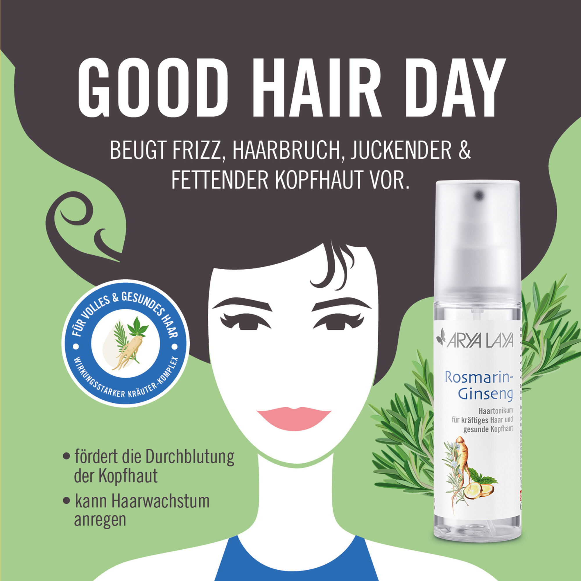 Beugt Frizz, Haarbruch, juckender & fettender Kopfhaut vor