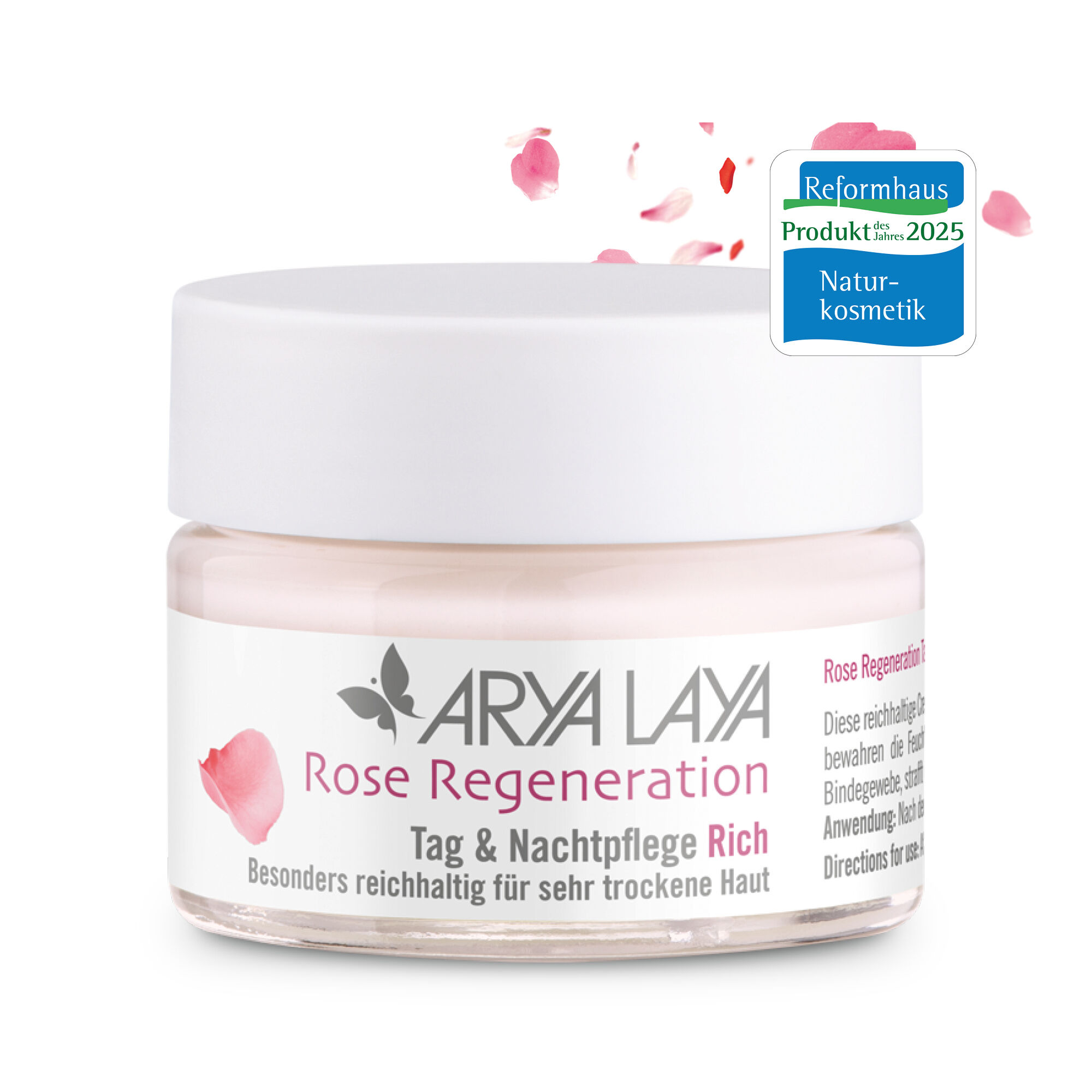 ARYA LAYA Rose Regeneration Tag & Nachtpflege Rich 50 ml, Glastiegel