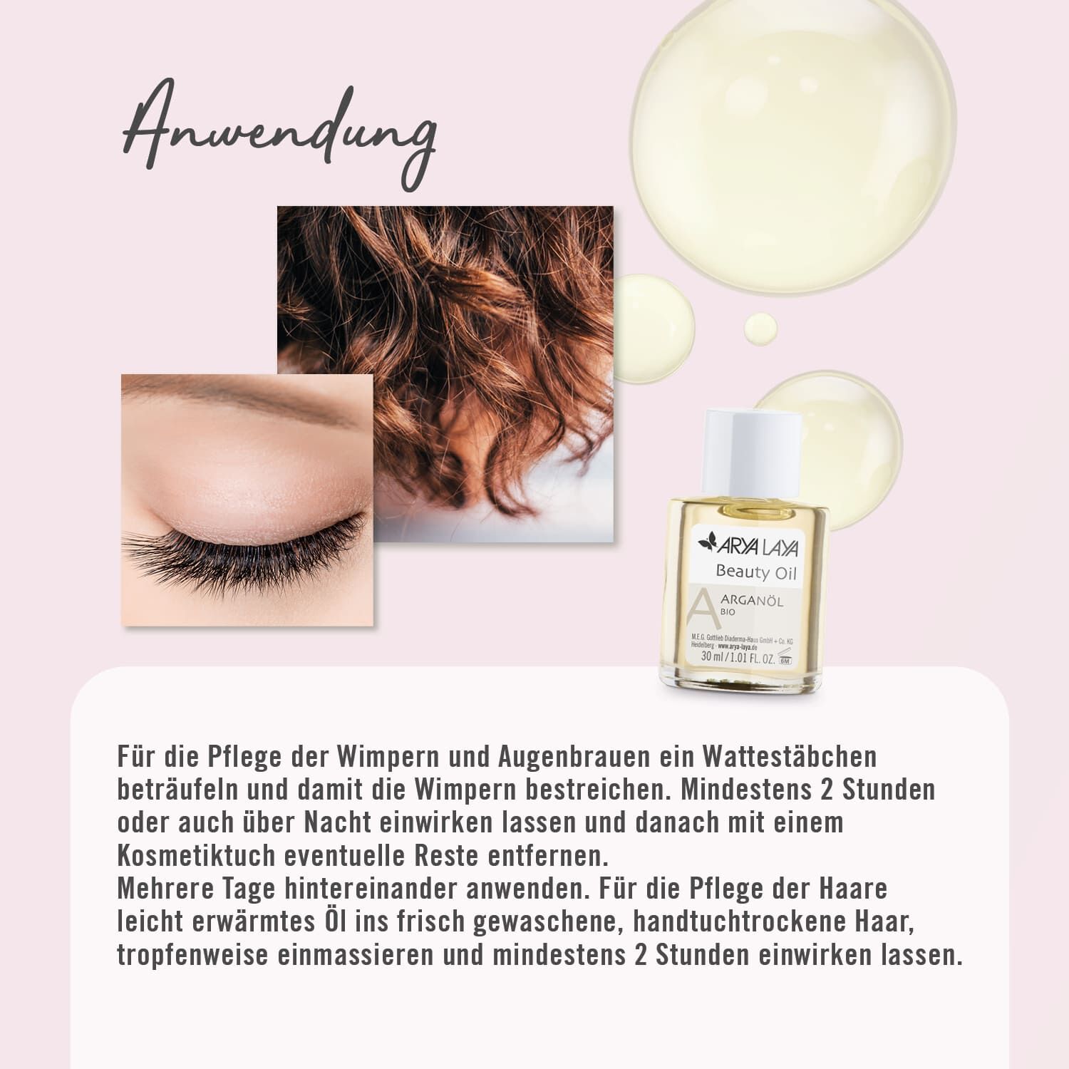 Anwendung ARYA LAYA Beauty Oil Rizinusöl