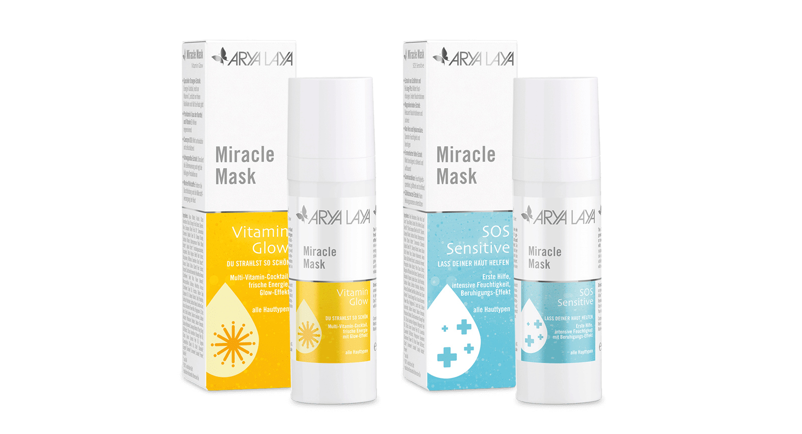 Produktübersicht der ARYA LAYA Pflegeserie Miracle Mask