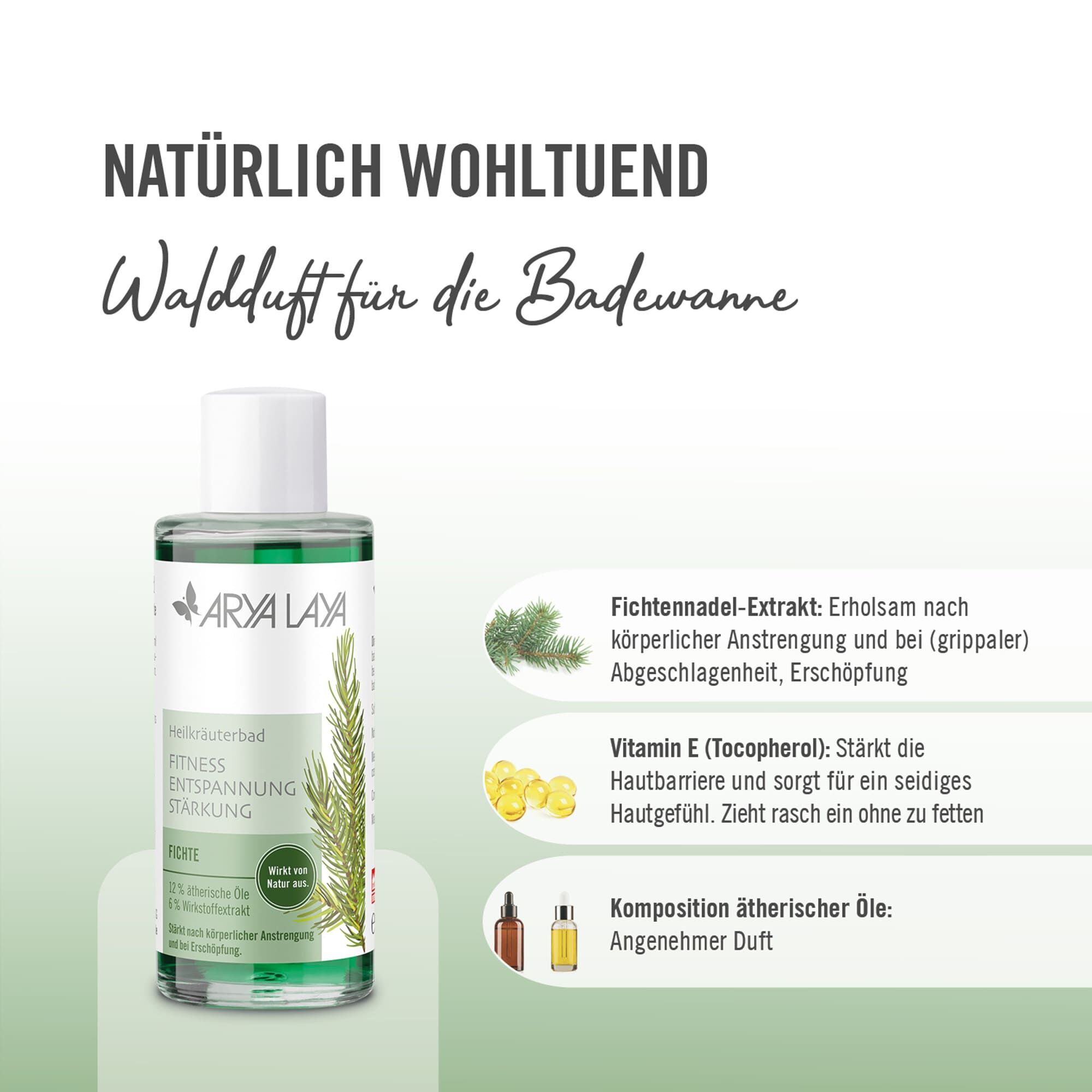 Wirkstoffe ARYA LAYA Heilkräuterbad Fichte - Stärkung