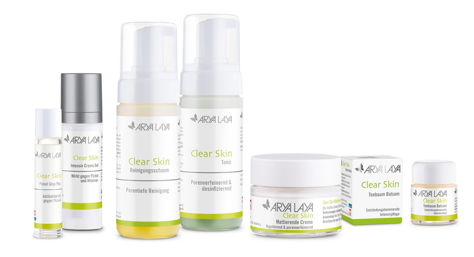 Produktübersicht der ARYA LAYA Pflegeserie Clear Skin