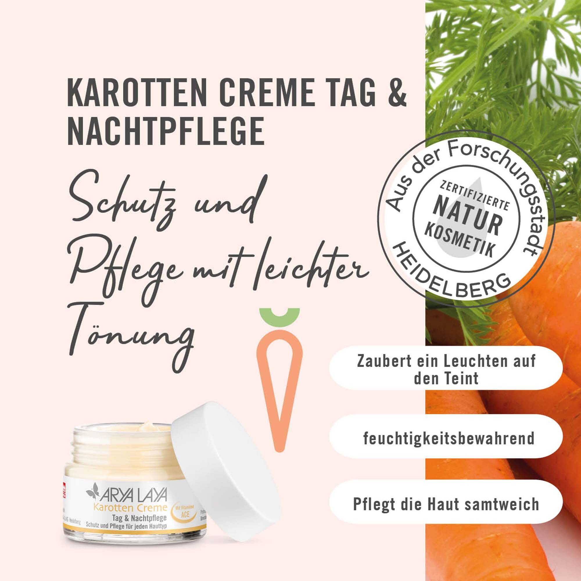 Wirkweise ARYA LAYA Karotten Creme Tag und Nachtpflege