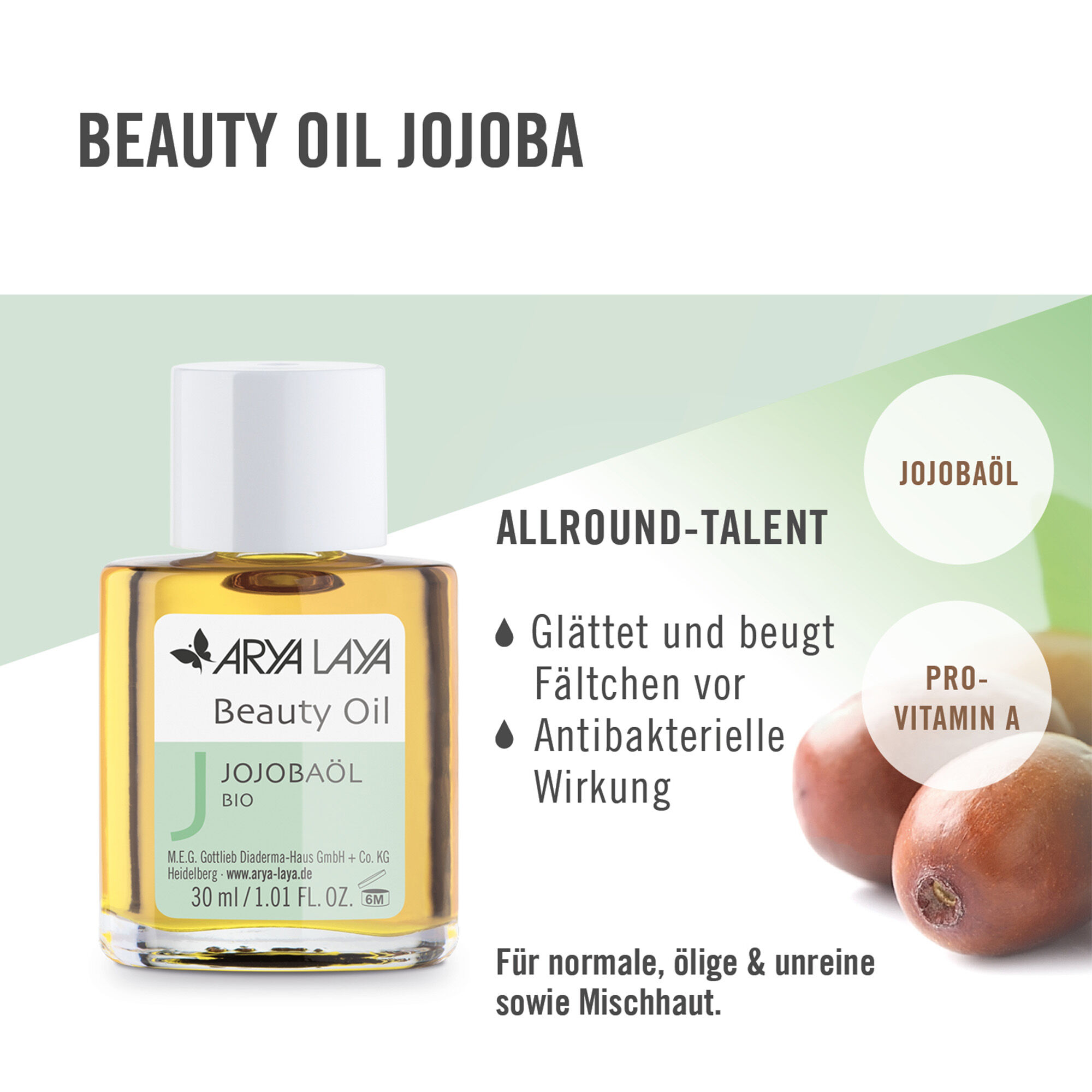 Wirkweise ARYA LAYA Beauty Oil Jojobaöl bio, 30 ml