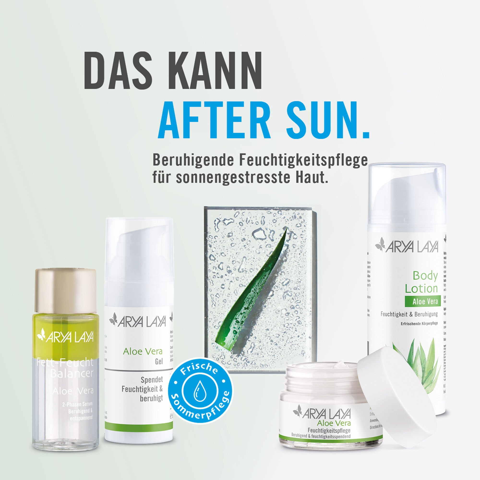 Aloe Vera Produktfamilie: beruhigende Feuchtigkeitspflege für sonnengestresste Haut