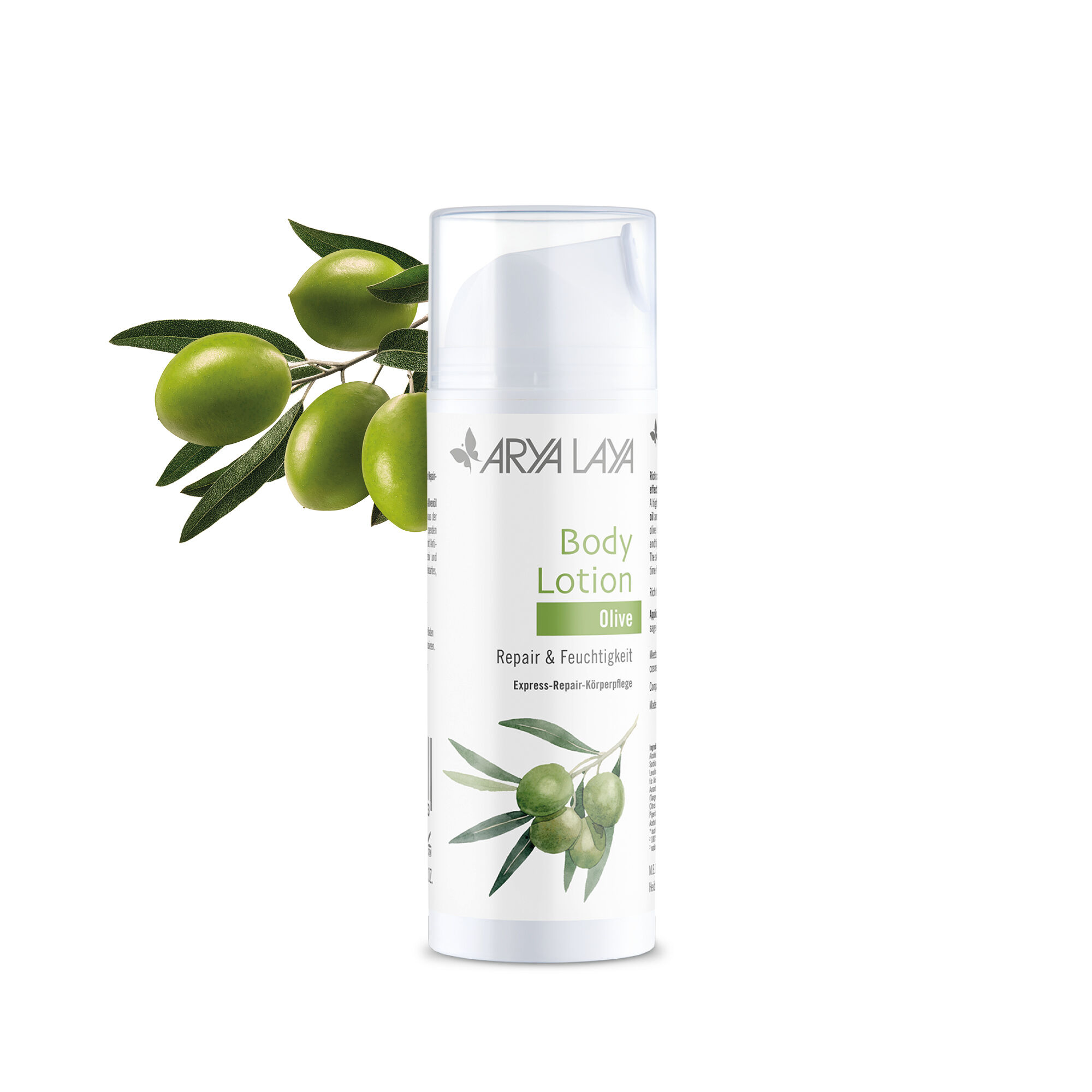 Body Lotion Olive, intensiver Repaireffekt, reichhaltige Pflege mit Zellschutz: für seidenweiche  Haut, 150 ml Airless-Spender
