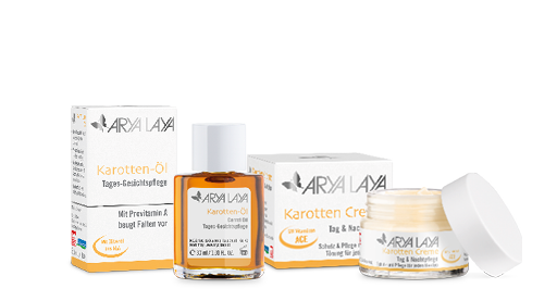 Produktübersicht der ARYA LAYA Pflegeserie Karotte
