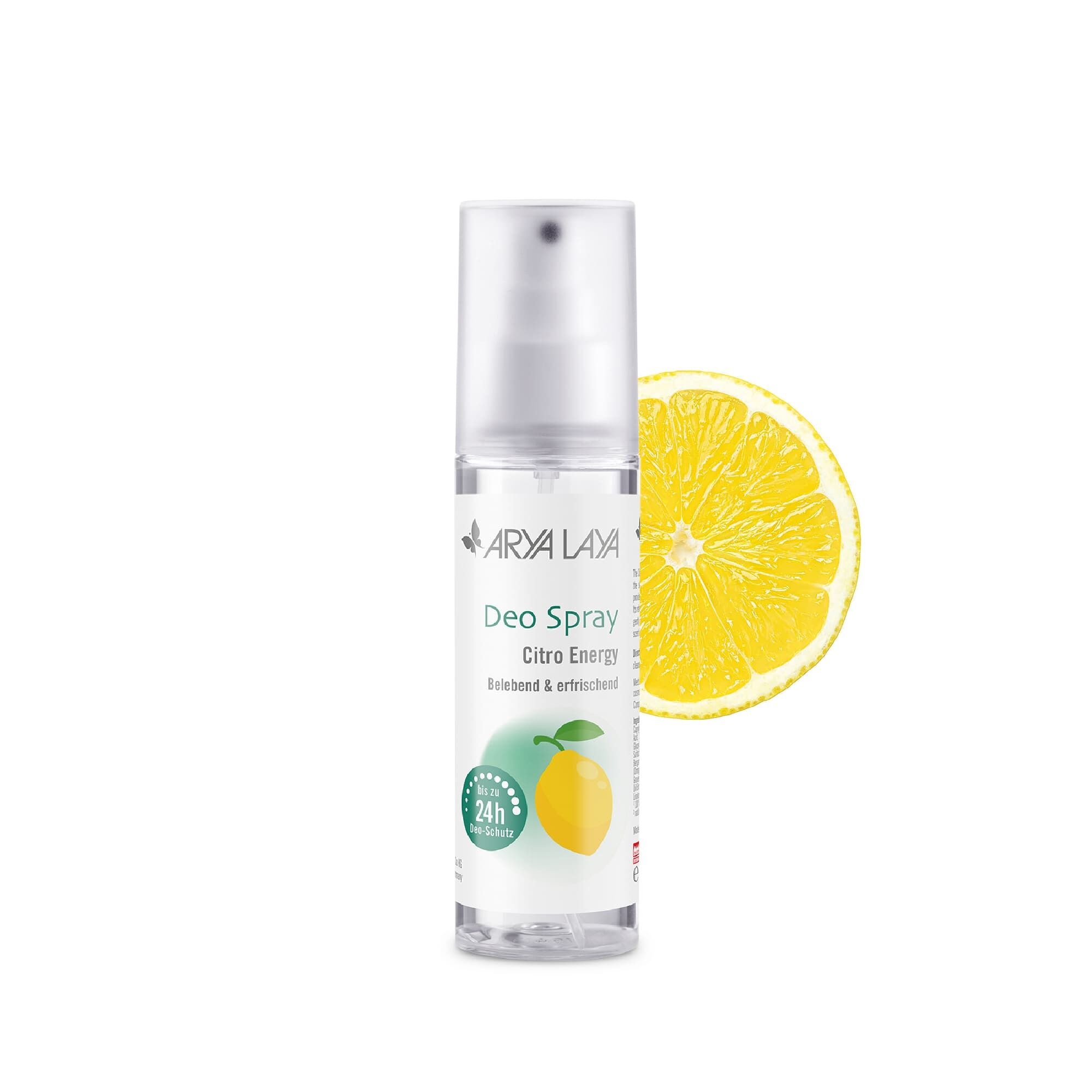 Flasche mit ARYA LAYA Deo-Spray Citro Energy 100 ml