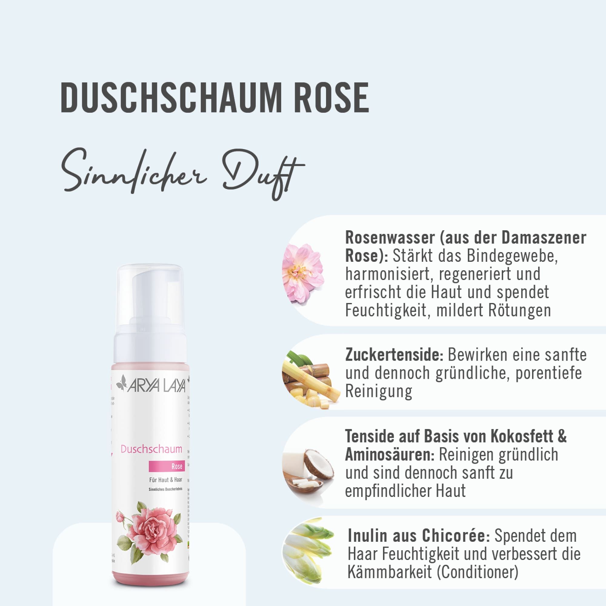 Wirkstoffe ARYA LAYA Duschschaum Rose