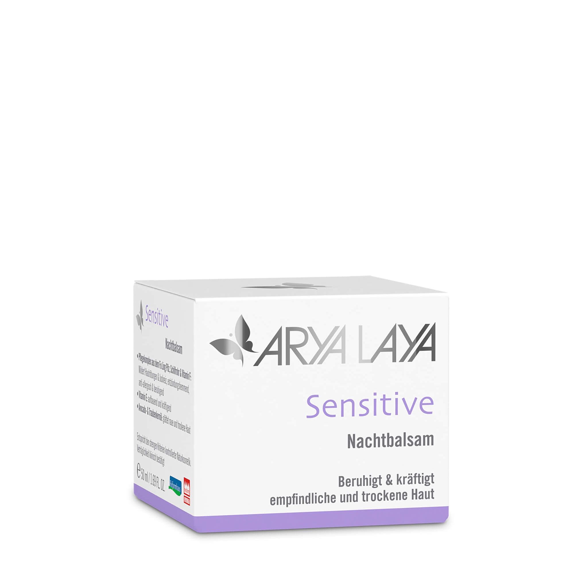 Faltschachtel mit ARYA LAYA Sensitive Nachtbalsam, 50 ml