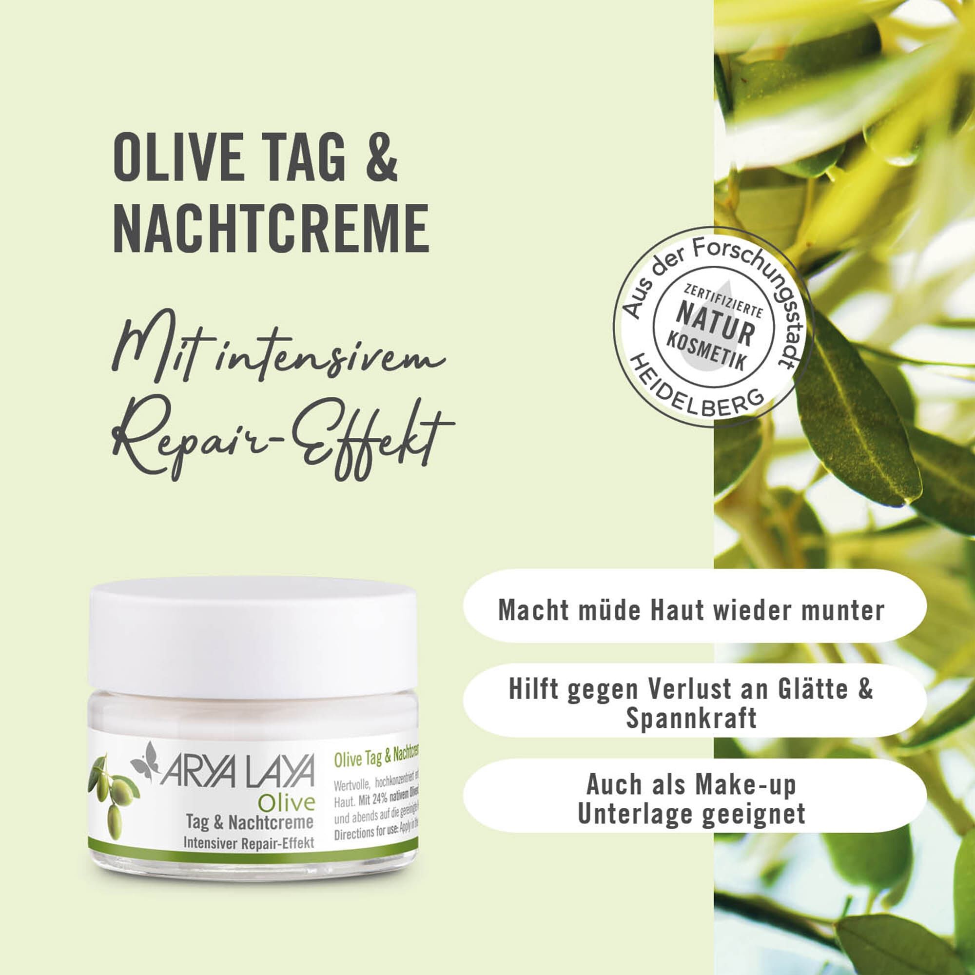 Wirkweise ARYA LAYA Olive Tag und Nachtpflege