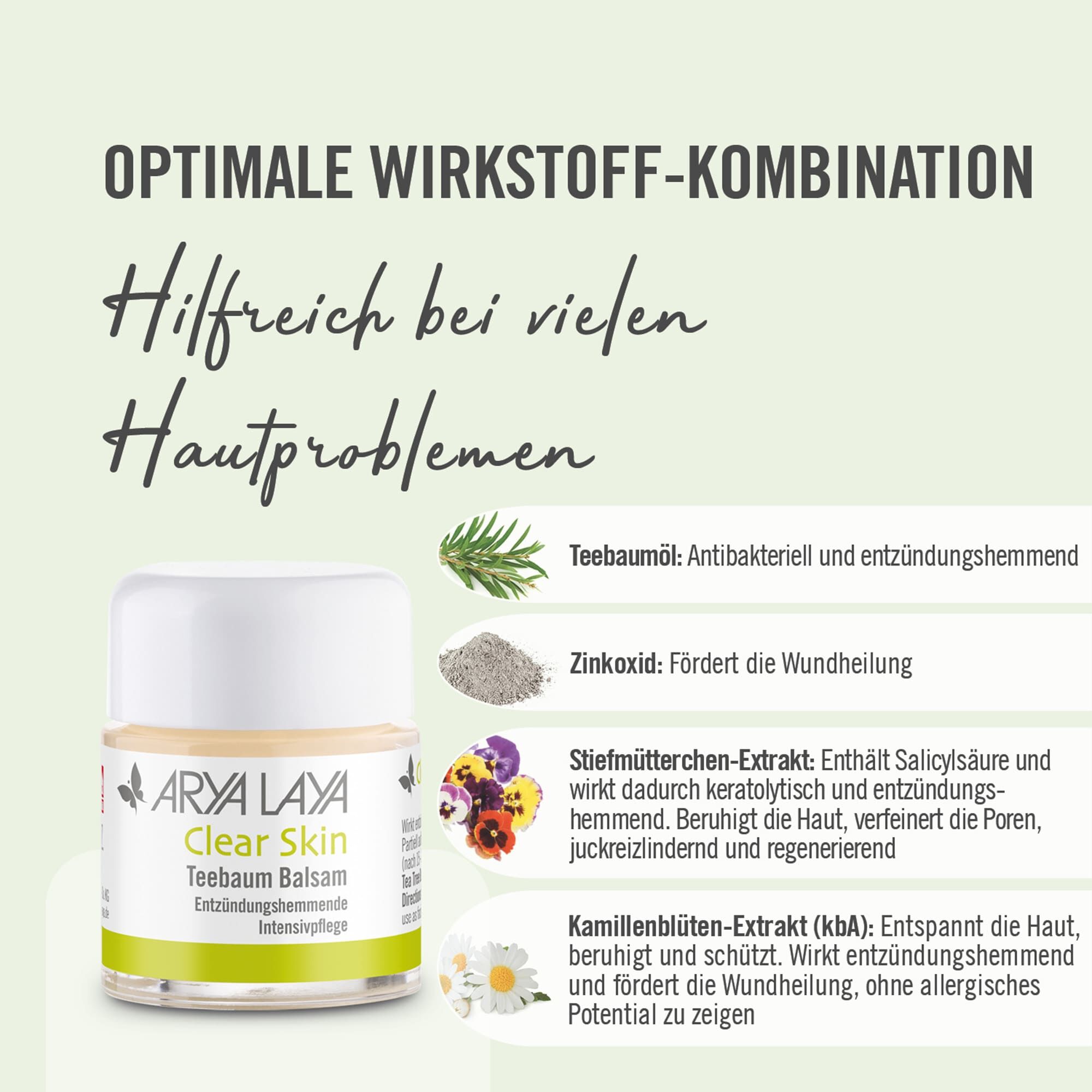Wirkstoffe ARYA LAYA Clear Skin Teebaum Balsam
