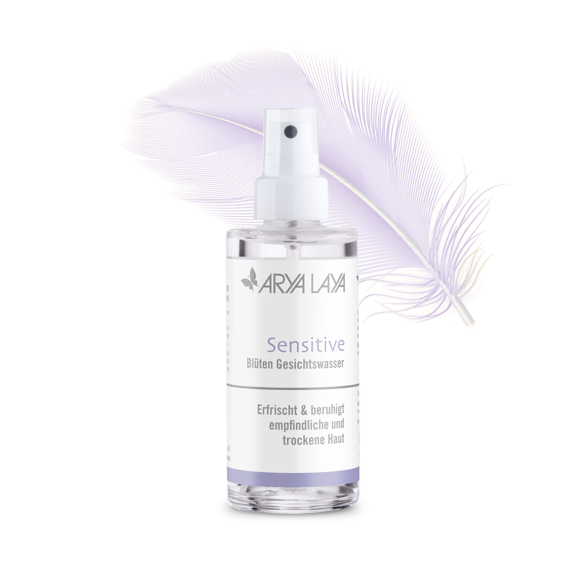 Glasflasche mit ARYA LAYA Sensitive Blüten Gesichtswasser, 100 ml