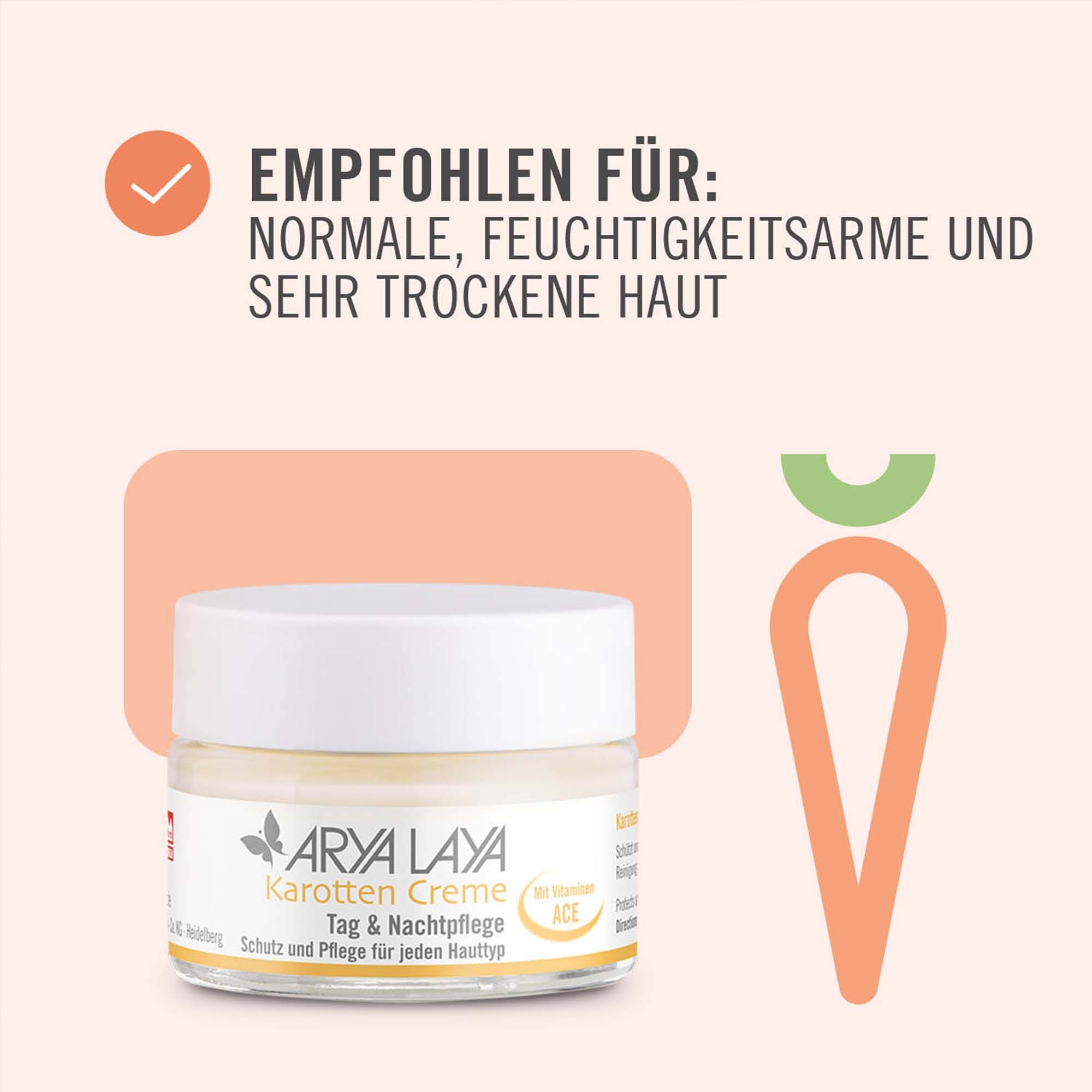 Empfohlen für normale, feuchtigkeitsarme und sehr trockene Haut