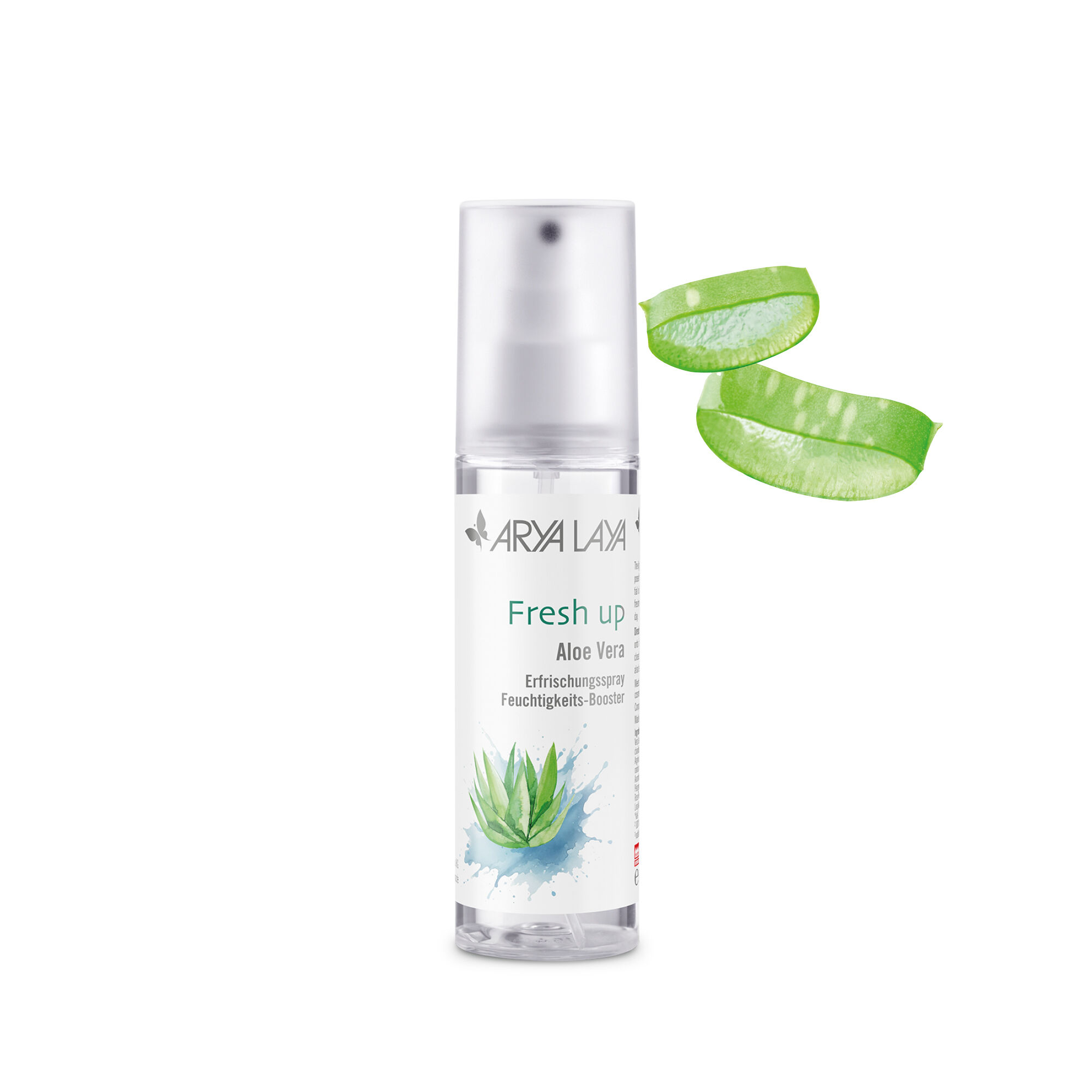 Kunststoffflasche mit ARYA LAYA Fresh up Aloe Vera, 100 ml