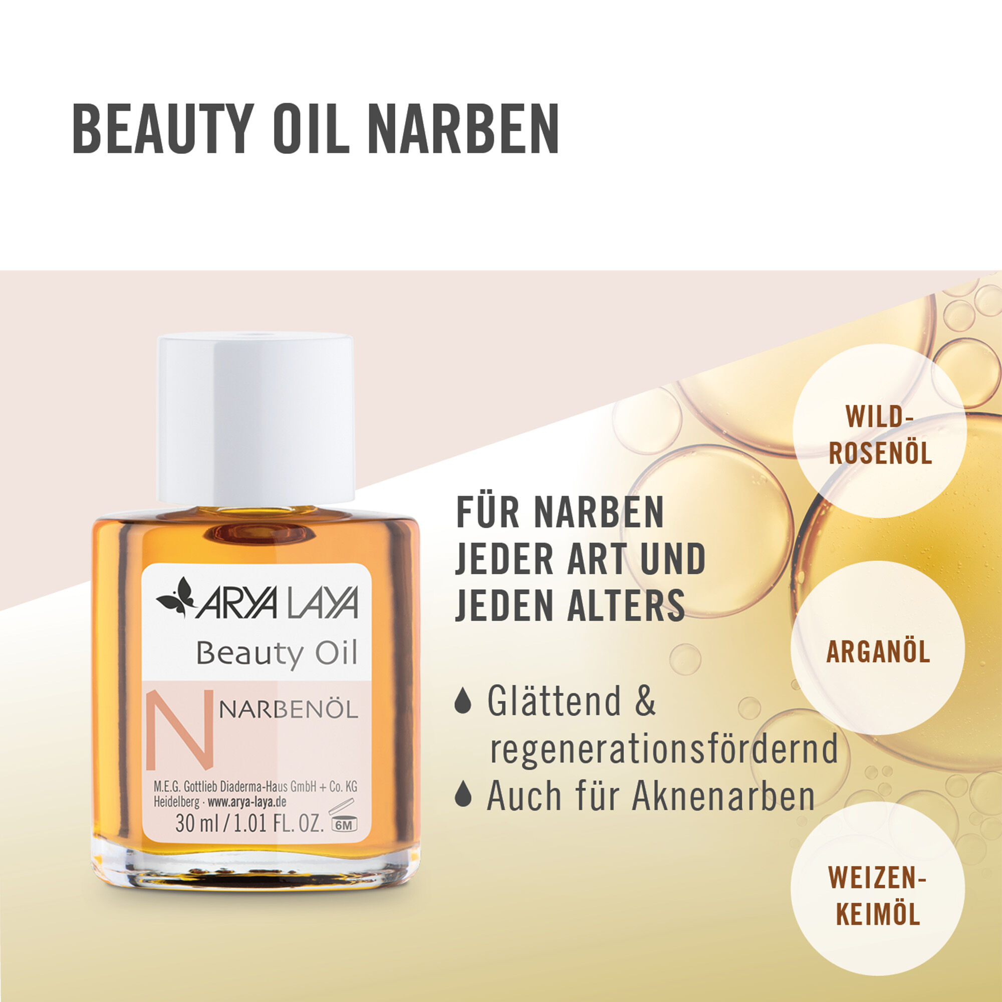Anwendung ARYA LAYA Beauty Oil Narbenöl, 30 ml