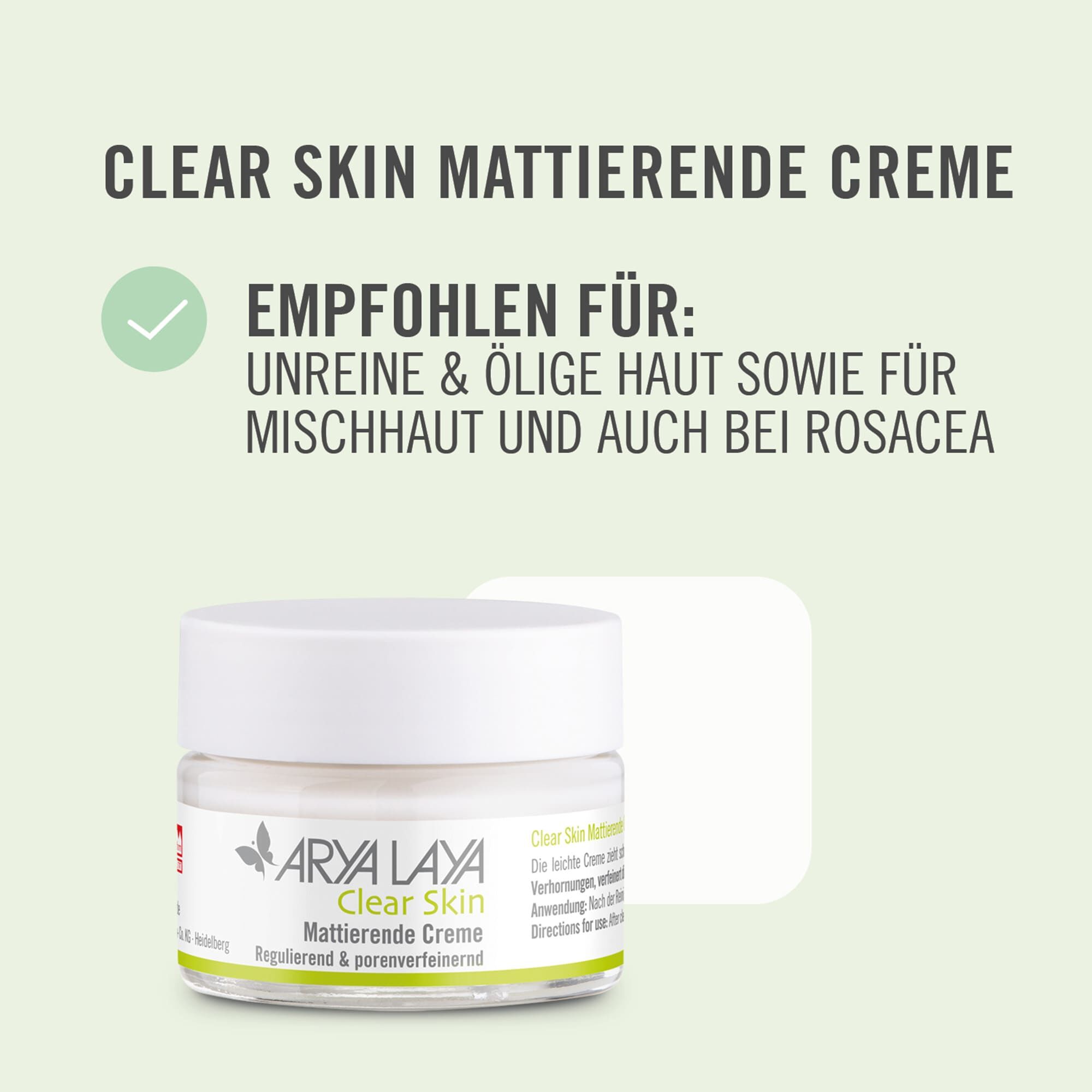 Empfohlen für unreine & ölige Haut sowie für Mischhaut und Rosacea