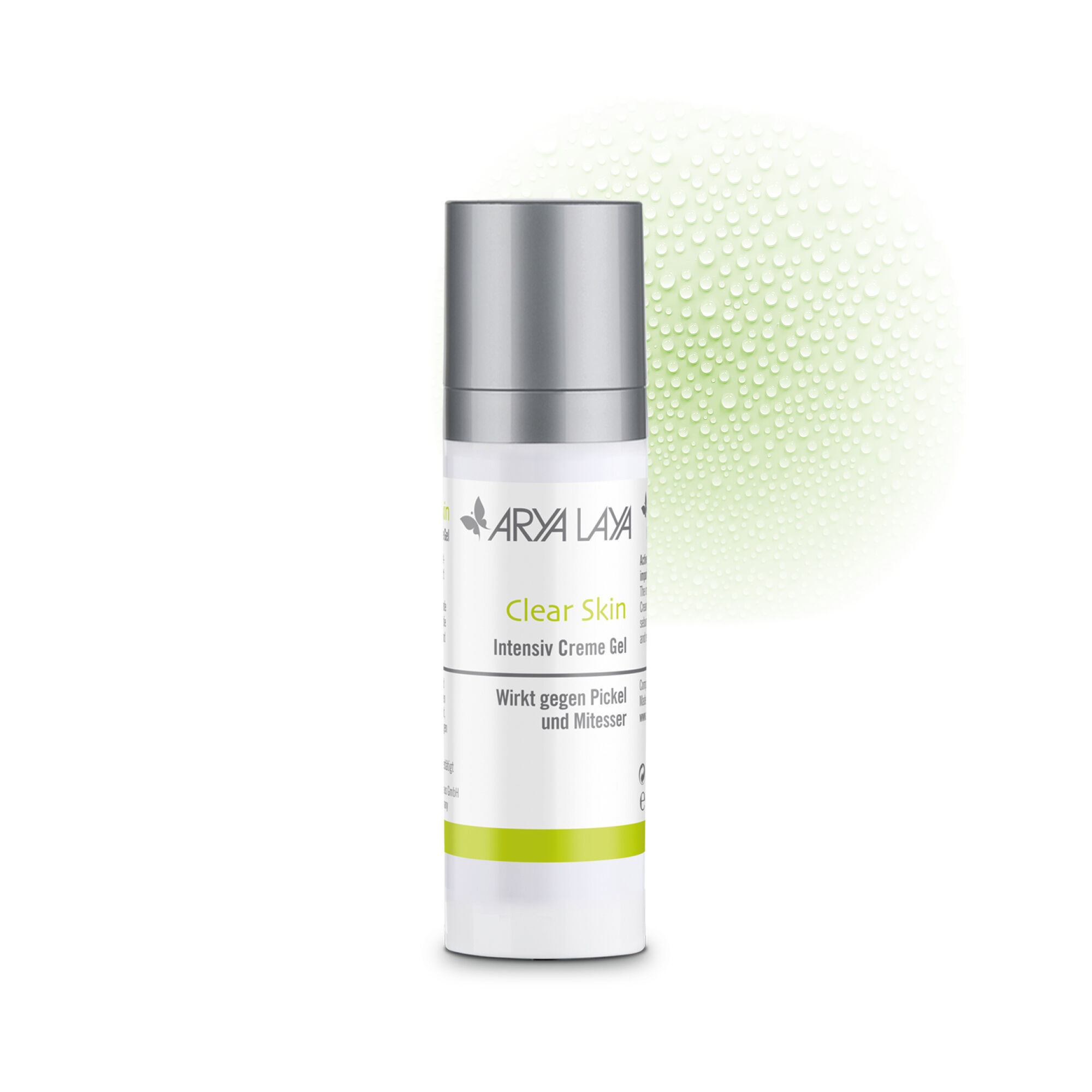 Airless-Spender mit ARYA LAYA Clear Skin Intensiv Creme Gel, 30 ml