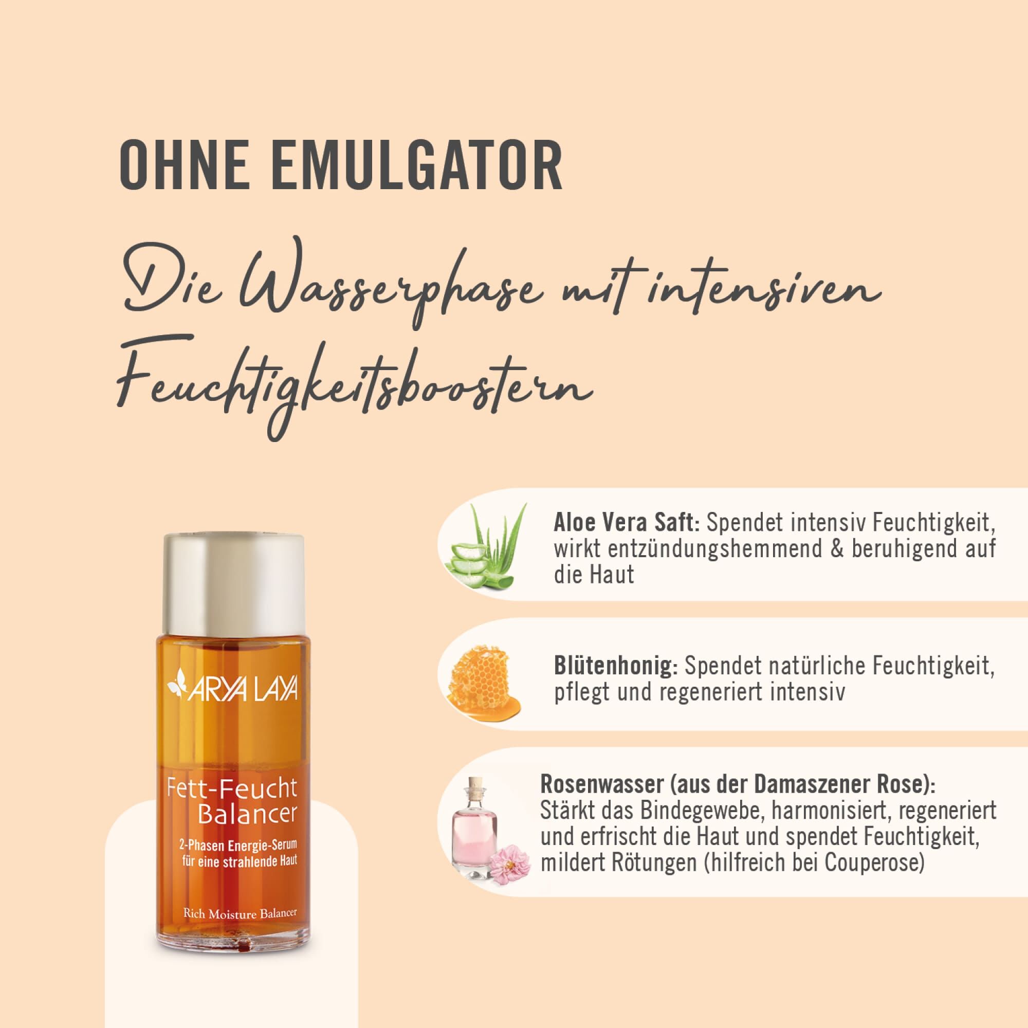 Wirkweise Wasserphase ARYA LAYA Fett-Feucht Balancer Cell Repair Klassiker