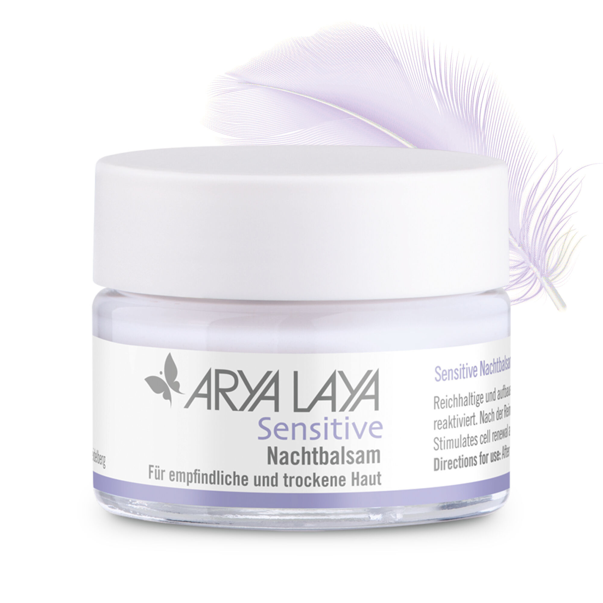 Glastiegel mit ARYA LAYA Sensitive Nachtbalsam, 50 ml