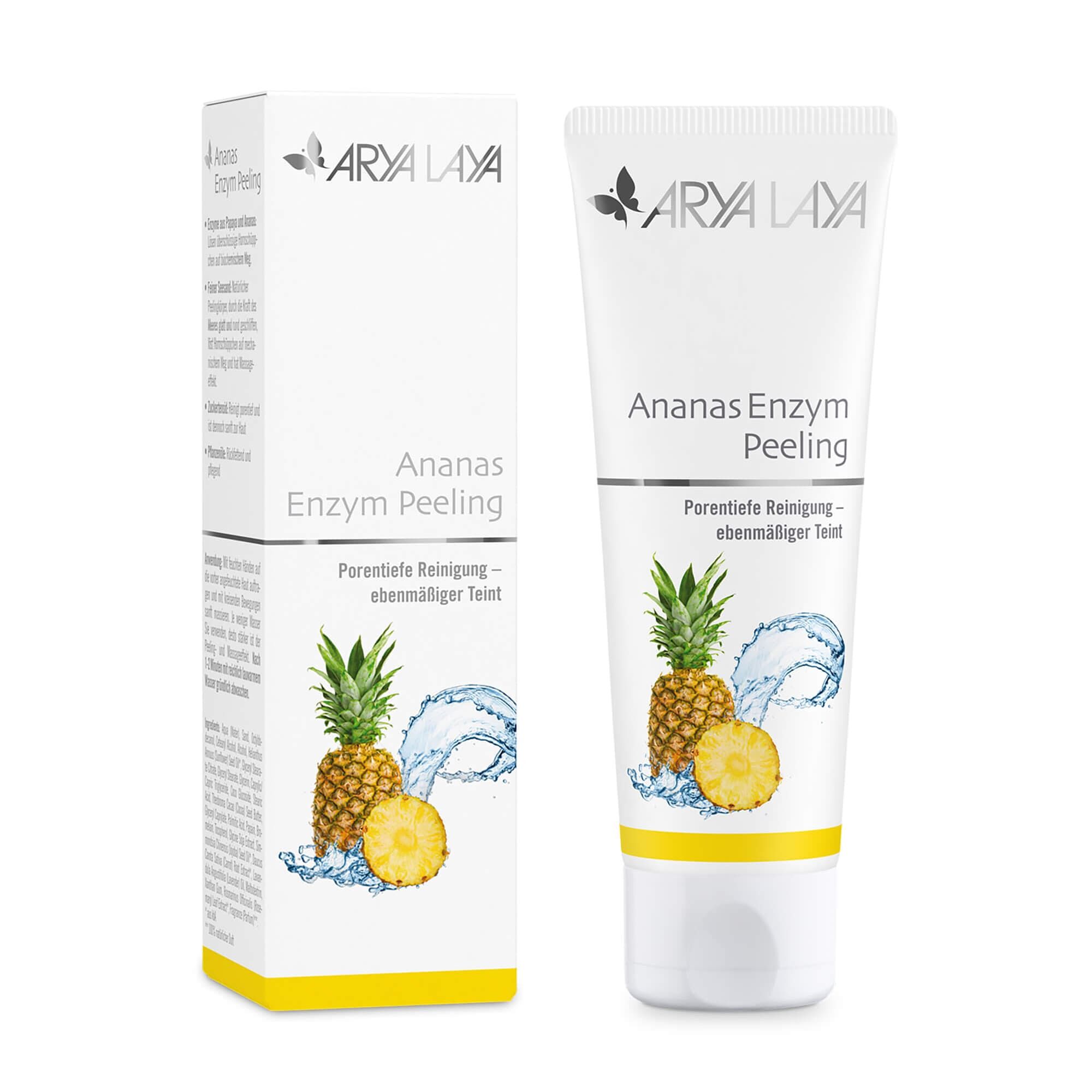 Tube und Faltschachtel mit ARYA LAYA Ananas Enzym Peeling, 75 ml