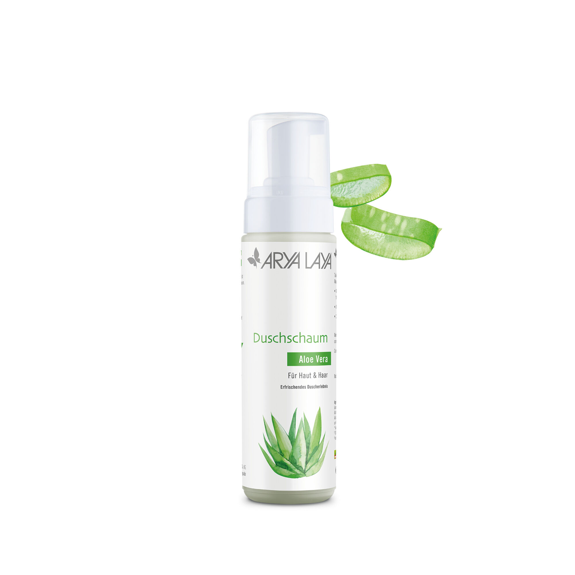 Airless-Spender mit ARYA LAYA Duschschaum Aloe Vera, 200 ml