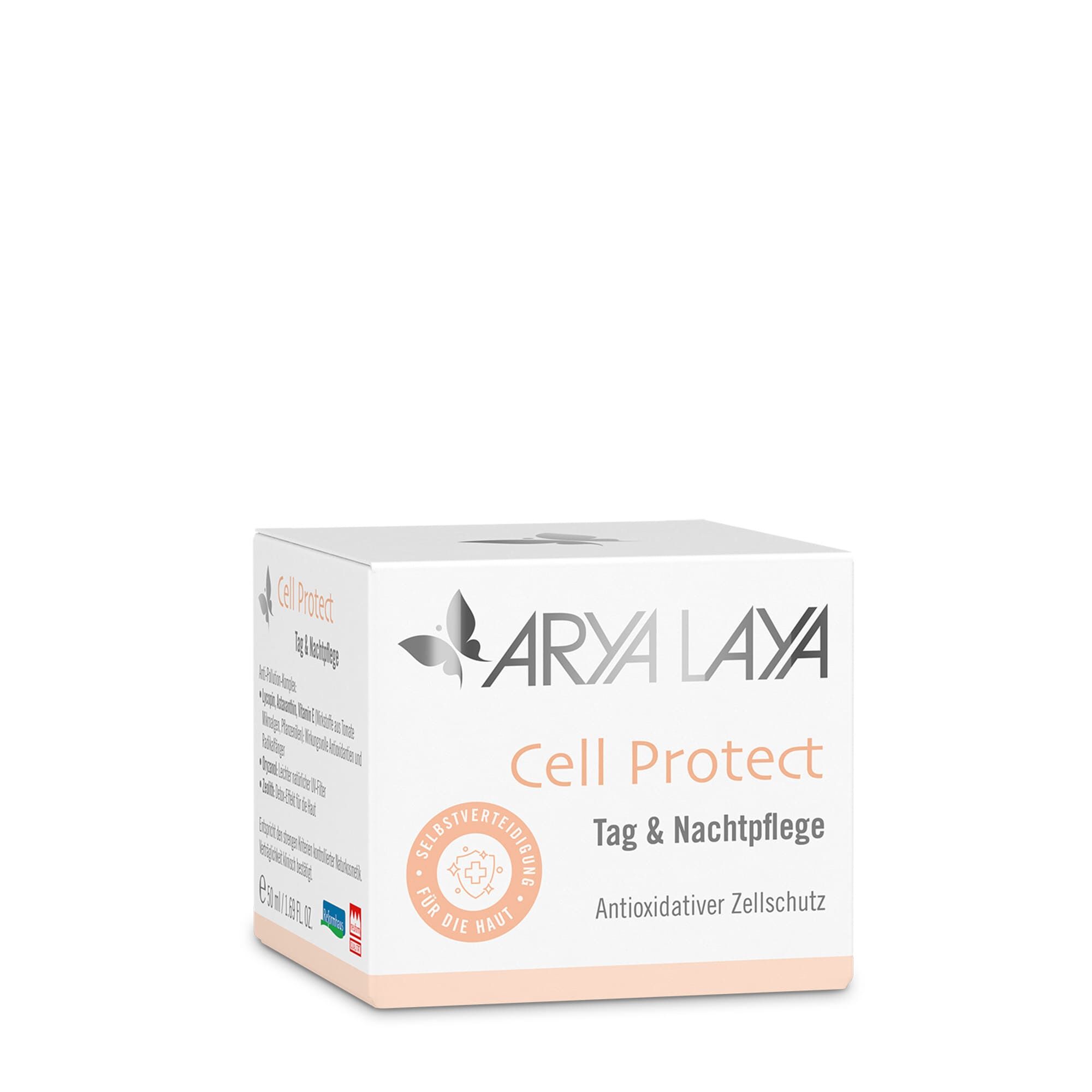 Faltschachtel mit ARYA LAYA Cell Protect Tag & Nachtpflege, 50 ml