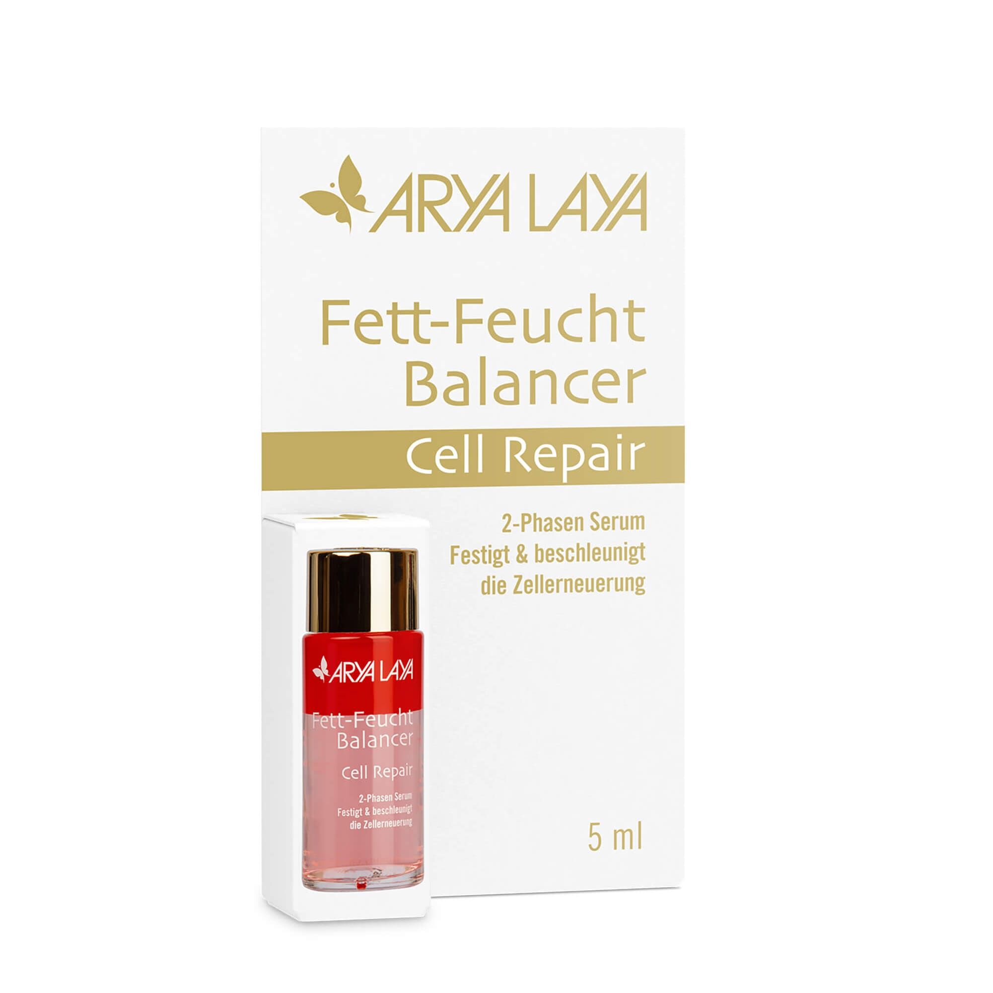 Faltschachtel mit ARYA LAYA Fett-Feucht Balancer Cell Repair Probiergröße, 5 ml